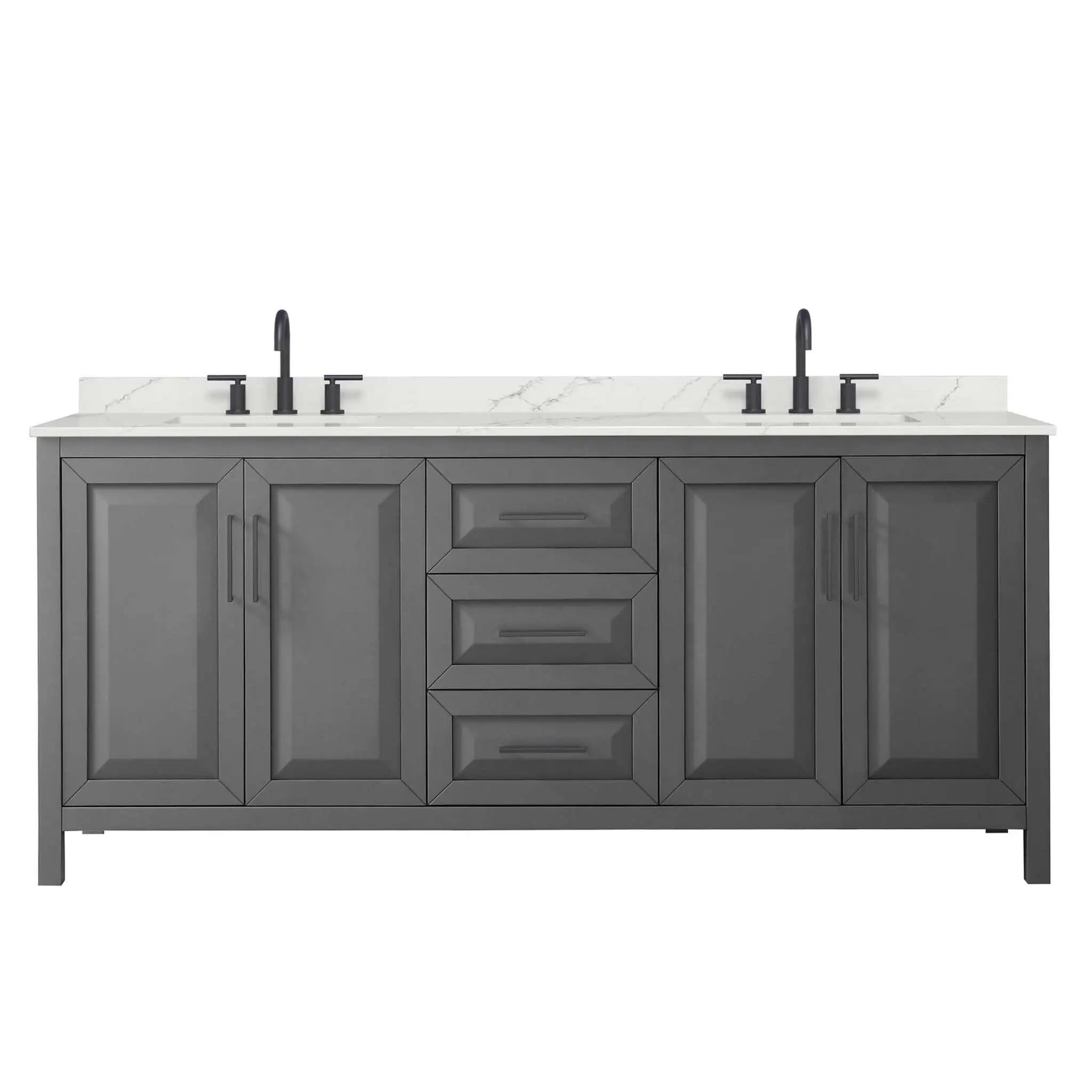 80" Daria Double Bathroom Vanity in Dark Gray with Matte Black Trim by Wyndham