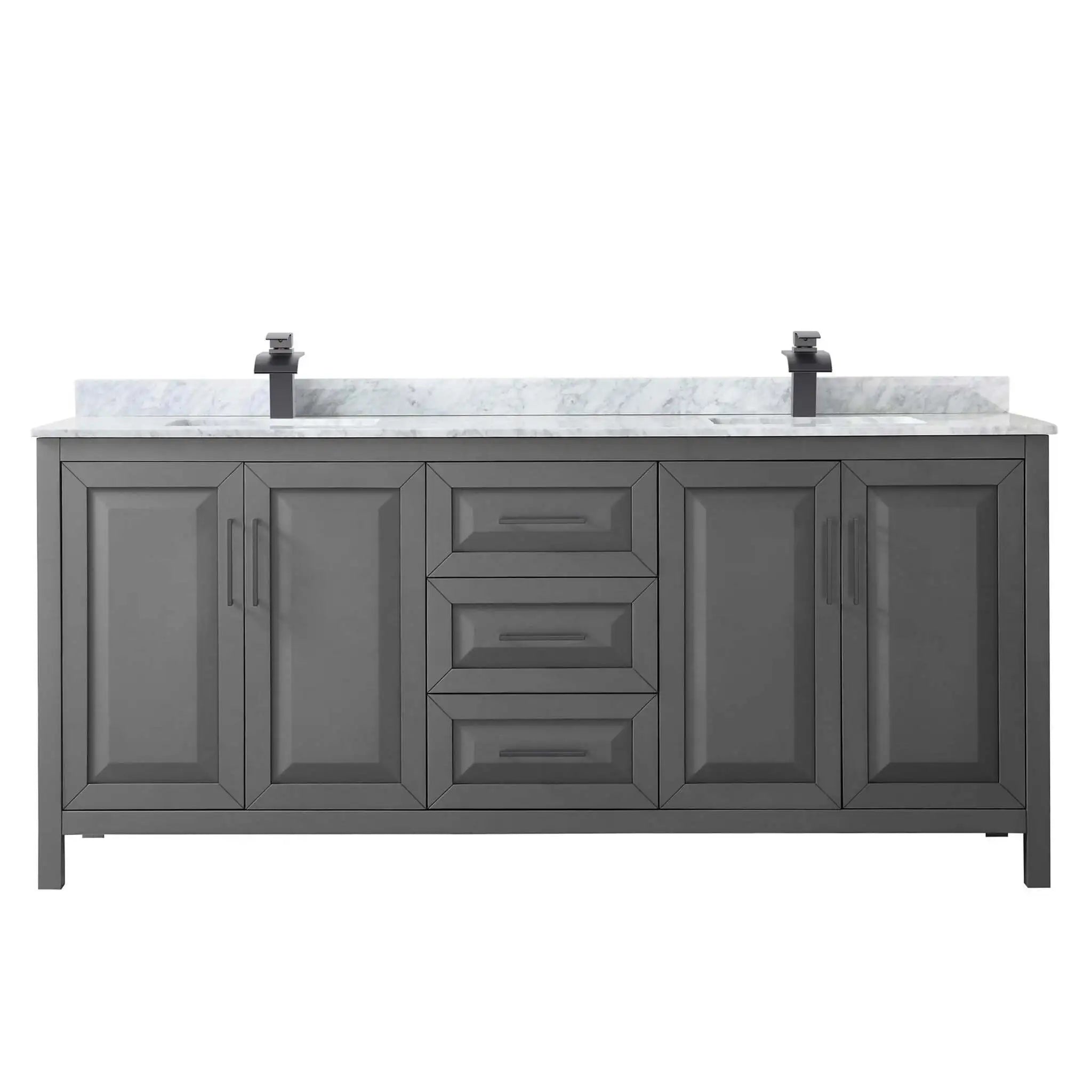 80" Daria Double Bathroom Vanity in Dark Gray with Matte Black Trim by Wyndham