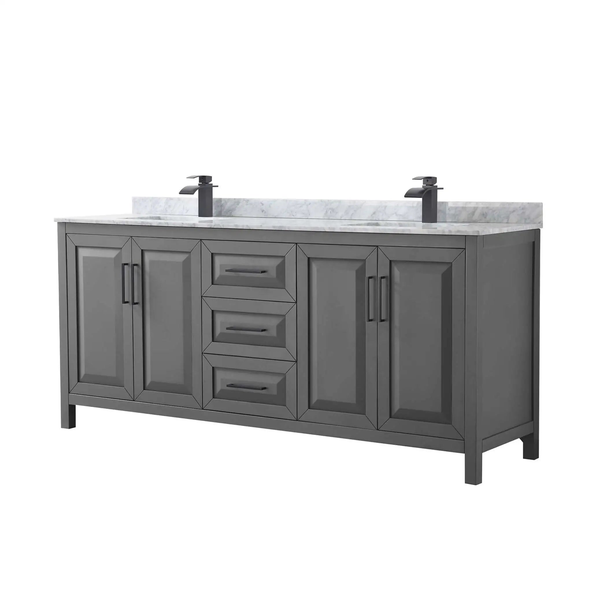 80" Daria Double Bathroom Vanity in Dark Gray with Matte Black Trim by Wyndham