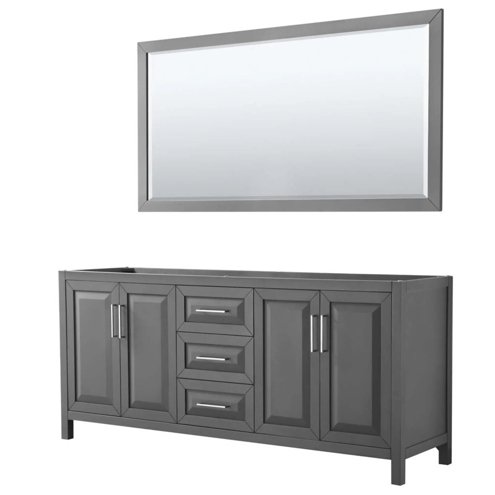 80" Daria Double Bathroom Vanity in Dark Gray with Polished Chrome Trim & 70" Mirror by Wyndham