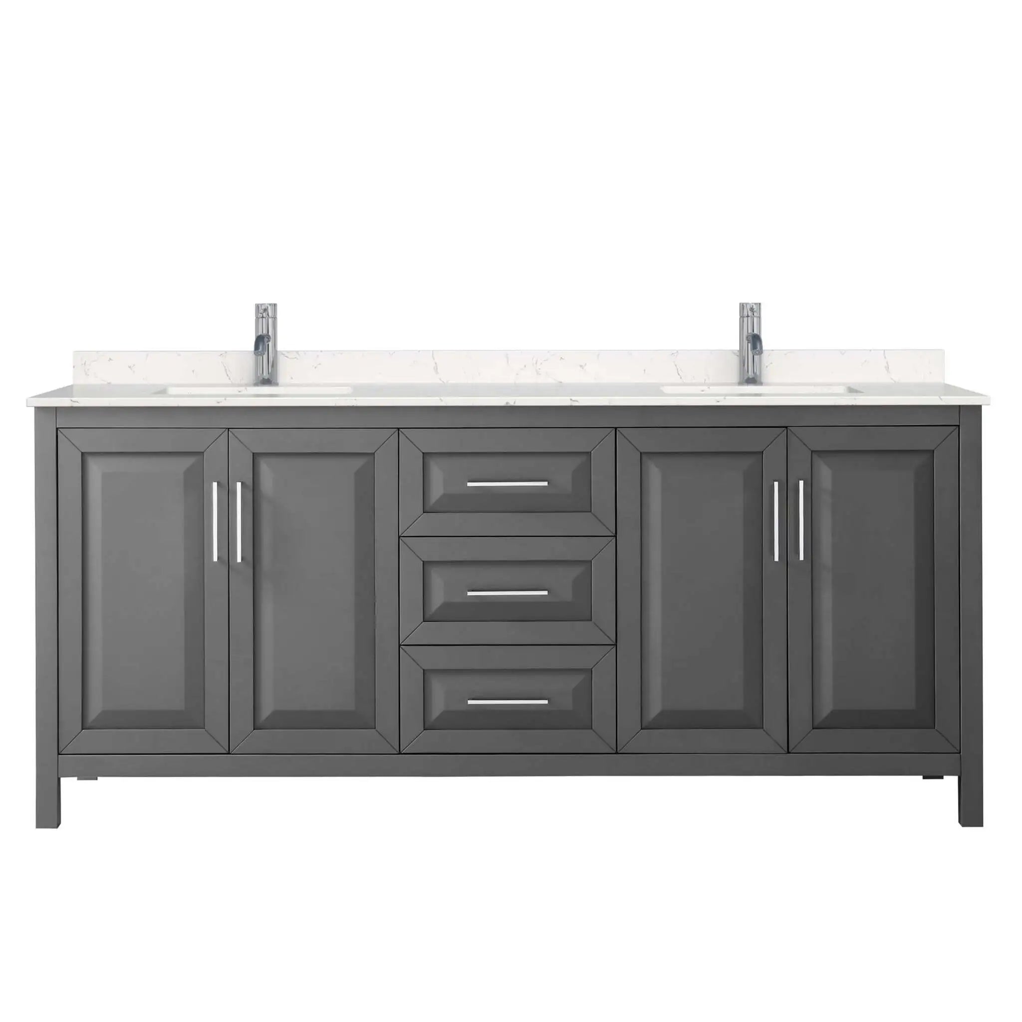 80" Daria Double Bathroom Vanity in Dark Gray with Polished Chrome Trim by Wyndham