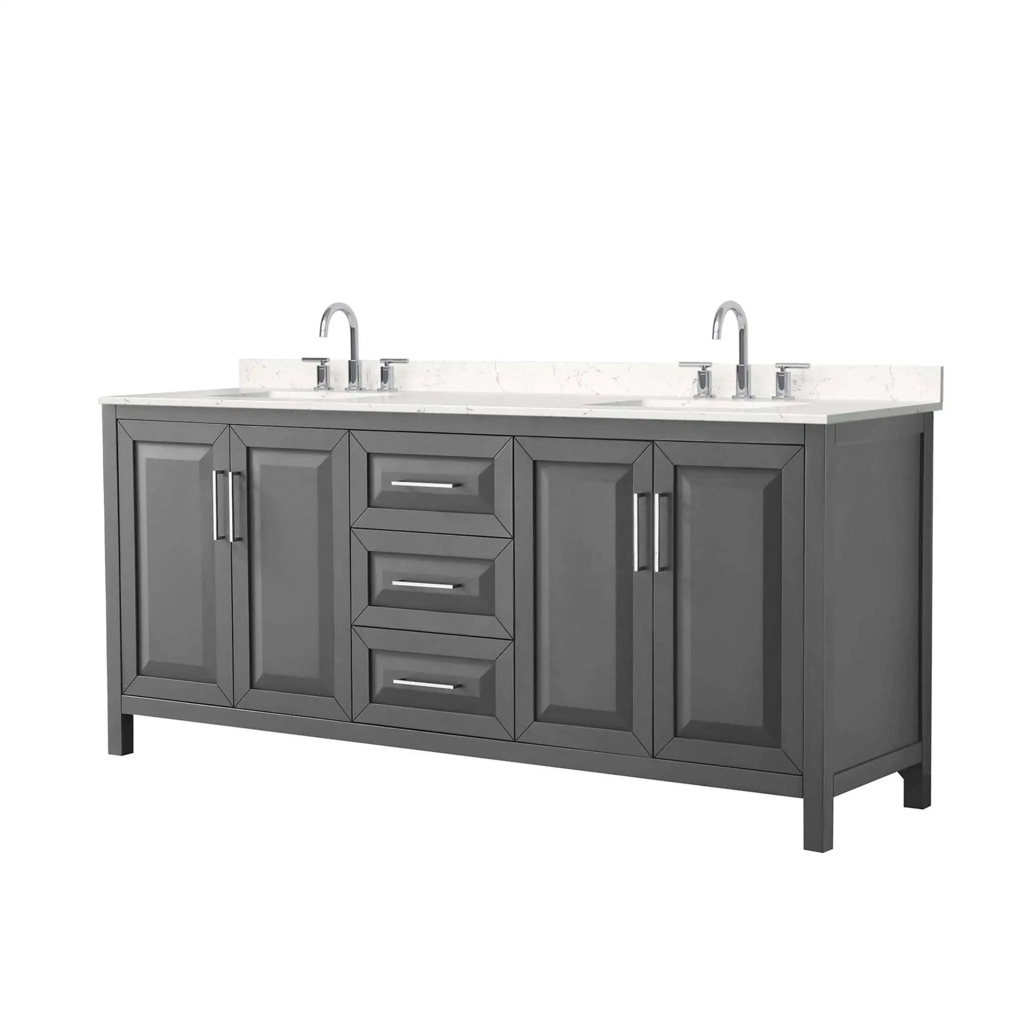 80" Daria Double Bathroom Vanity in Dark Gray with Polished Chrome Trim by Wyndham