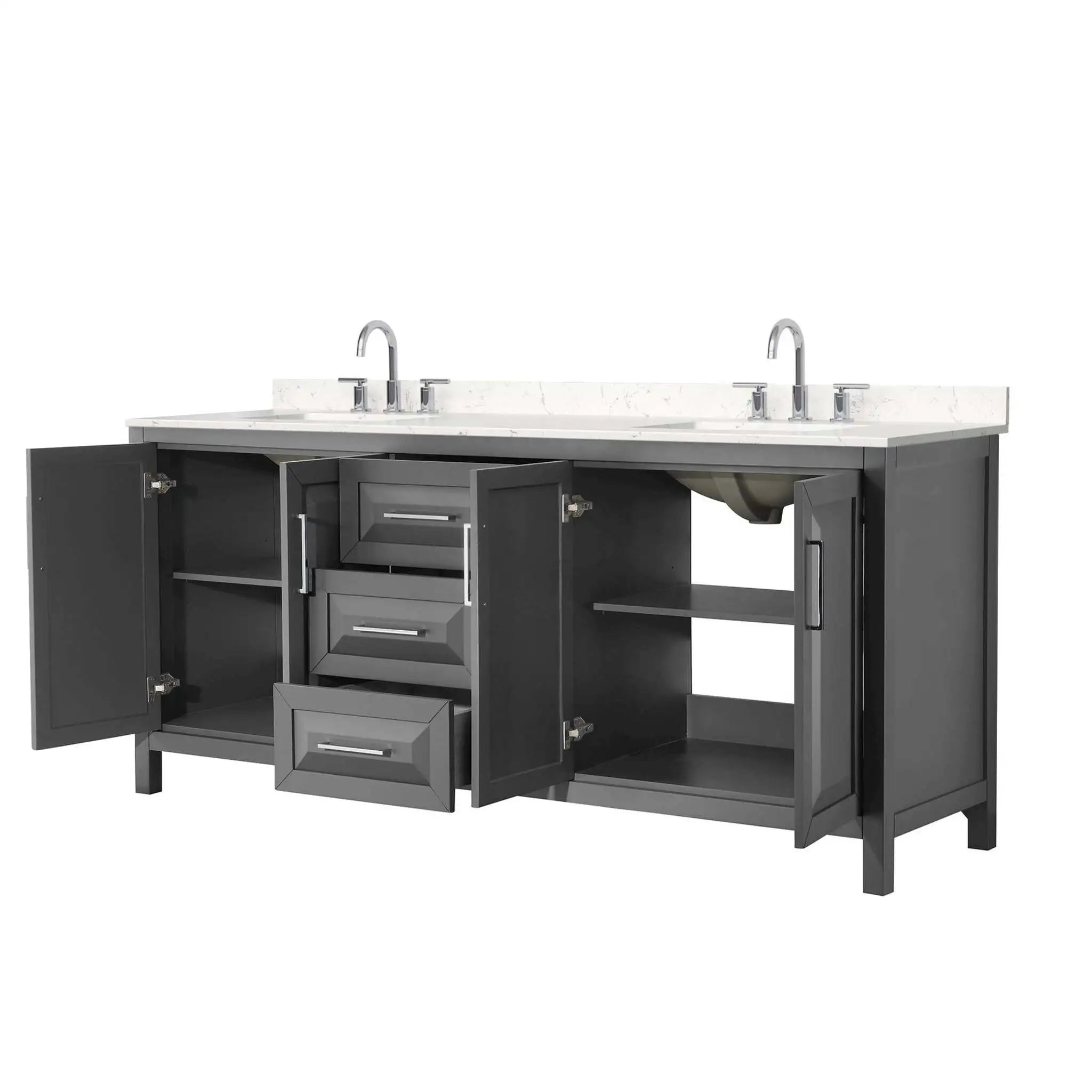 80" Daria Double Bathroom Vanity in Dark Gray with Polished Chrome Trim by Wyndham