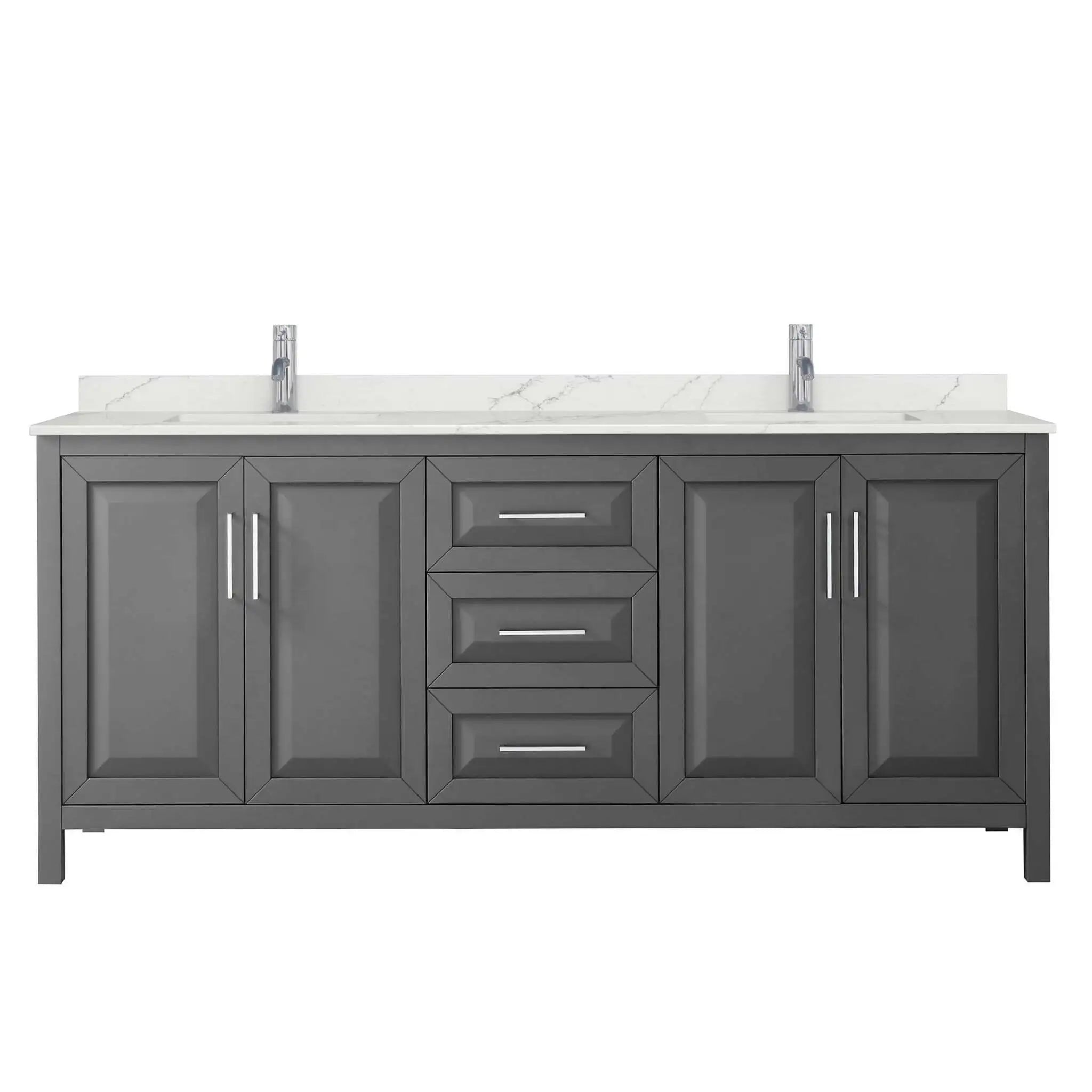 80" Daria Double Bathroom Vanity in Dark Gray with Polished Chrome Trim by Wyndham