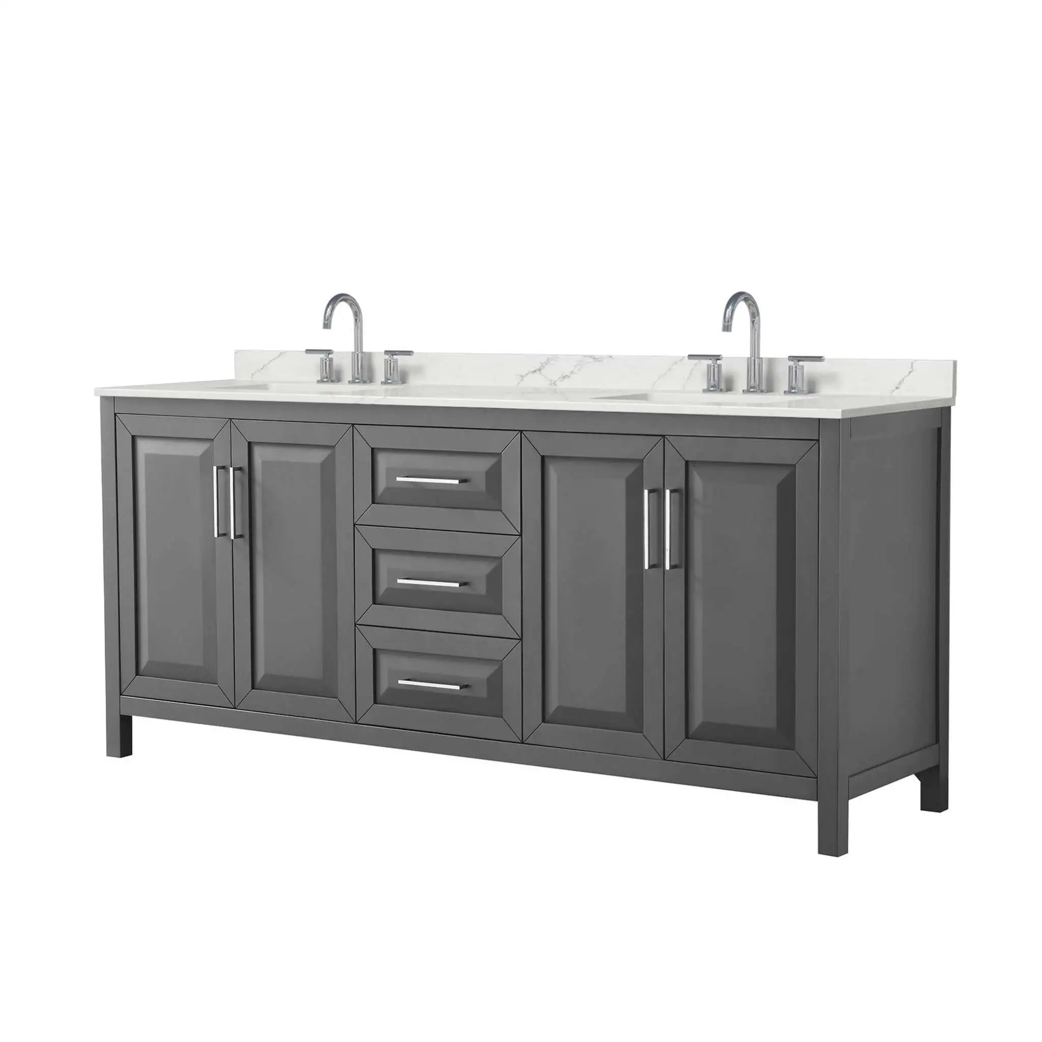 80" Daria Double Bathroom Vanity in Dark Gray with Polished Chrome Trim by Wyndham
