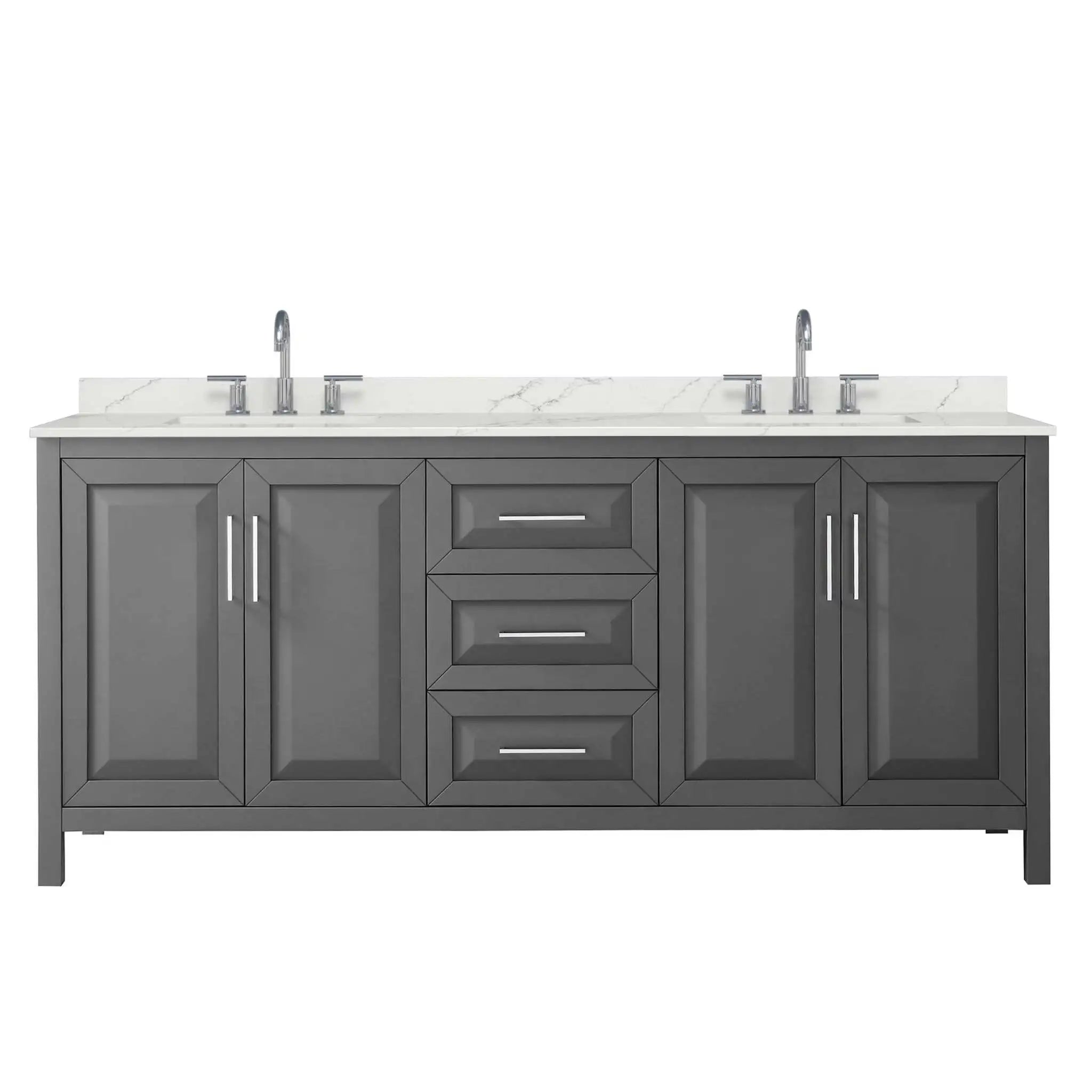 80" Daria Double Bathroom Vanity in Dark Gray with Polished Chrome Trim by Wyndham