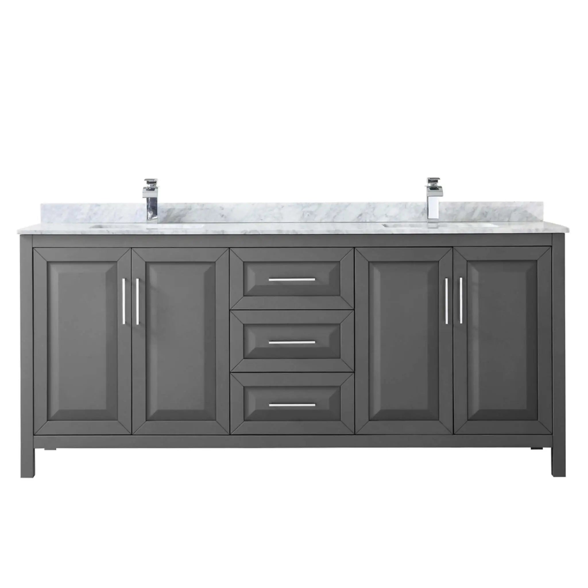 80" Daria Double Bathroom Vanity in Dark Gray with Polished Chrome Trim by Wyndham