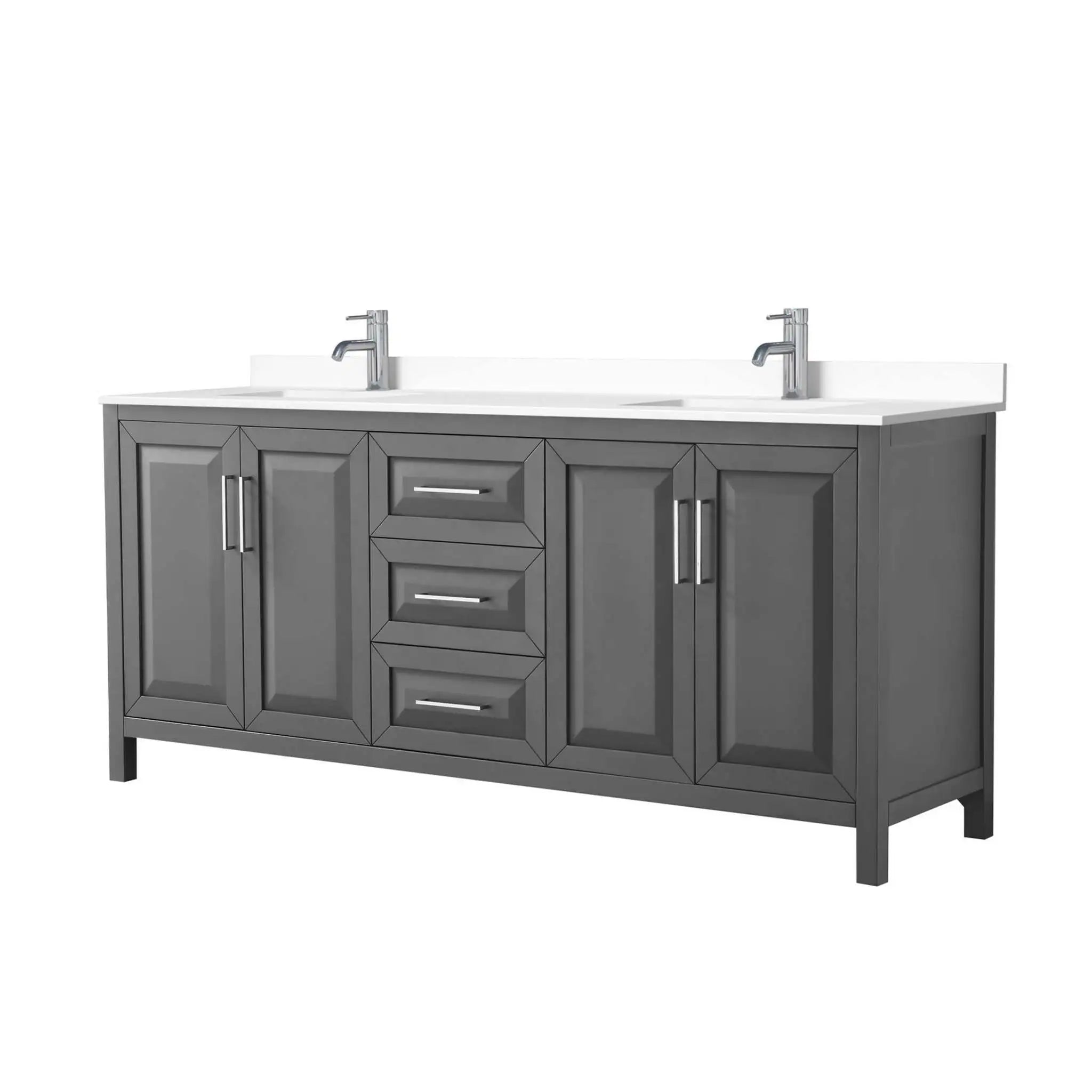 80" Daria Double Bathroom Vanity in Dark Gray with Polished Chrome Trim by Wyndham