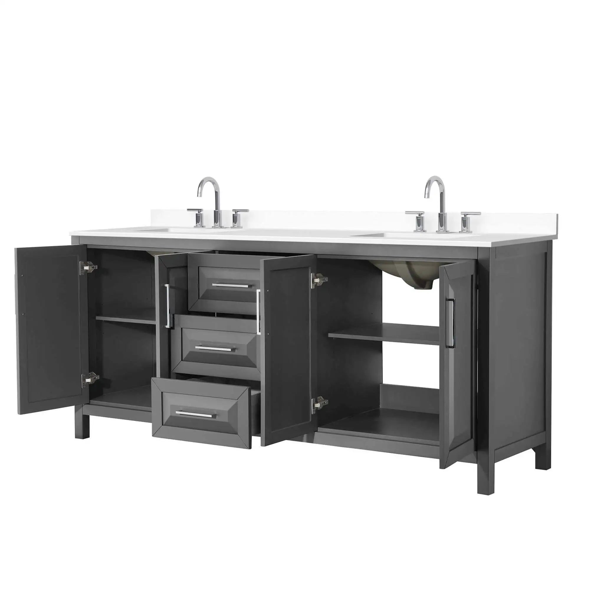 80" Daria Double Bathroom Vanity in Dark Gray with Polished Chrome Trim by Wyndham