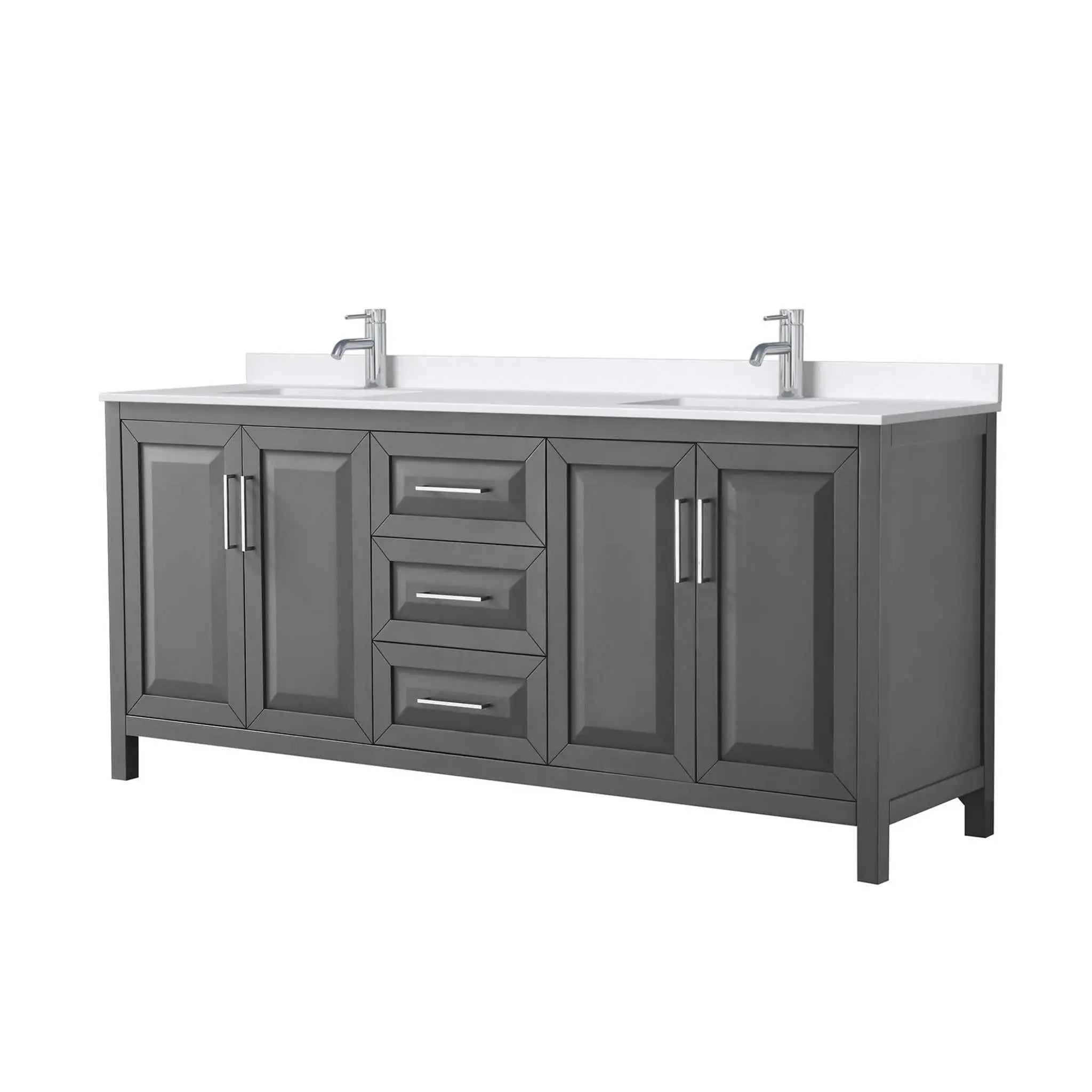 80" Daria Double Bathroom Vanity in Dark Gray with Polished Chrome Trim by Wyndham