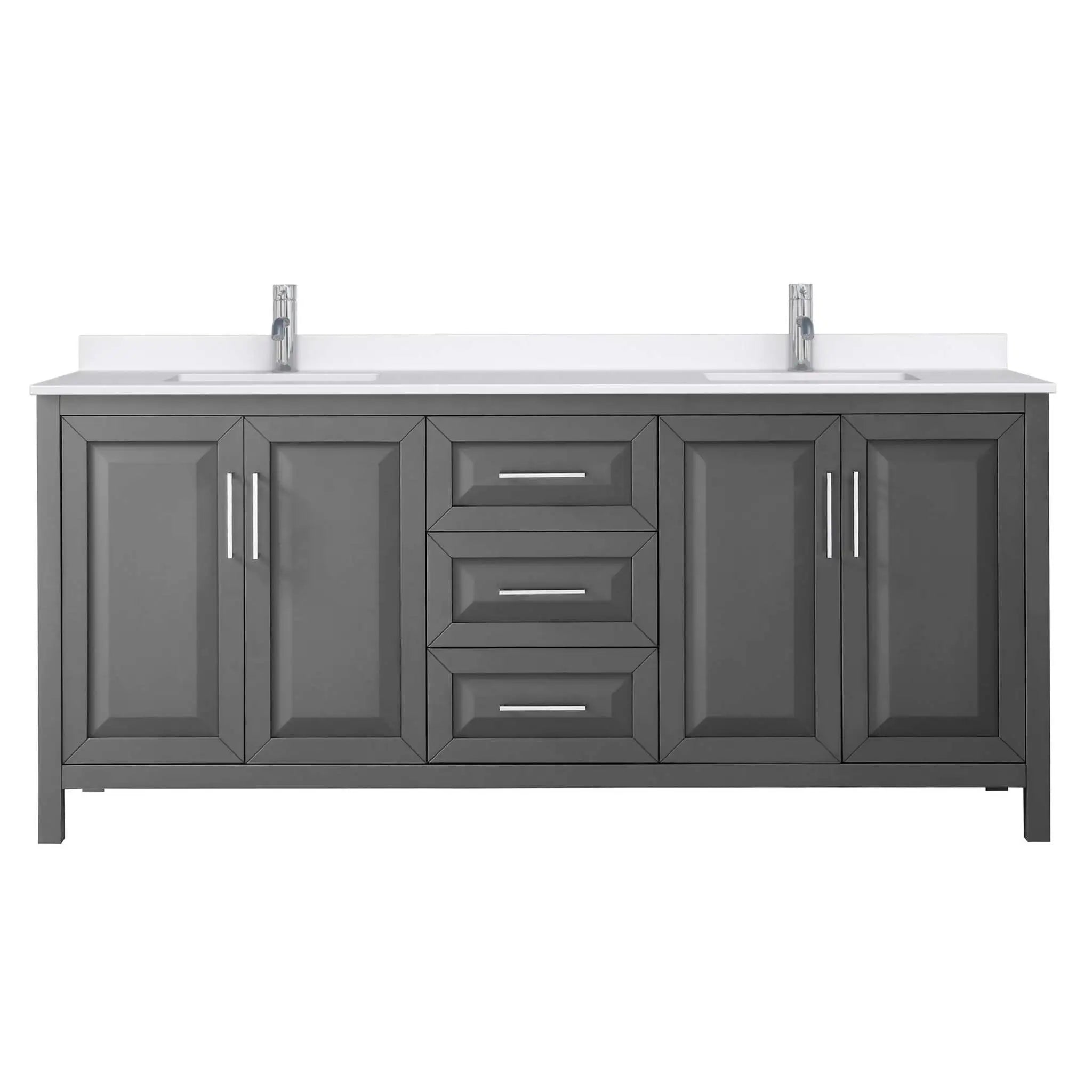 80" Daria Double Bathroom Vanity in Dark Gray with Polished Chrome Trim by Wyndham