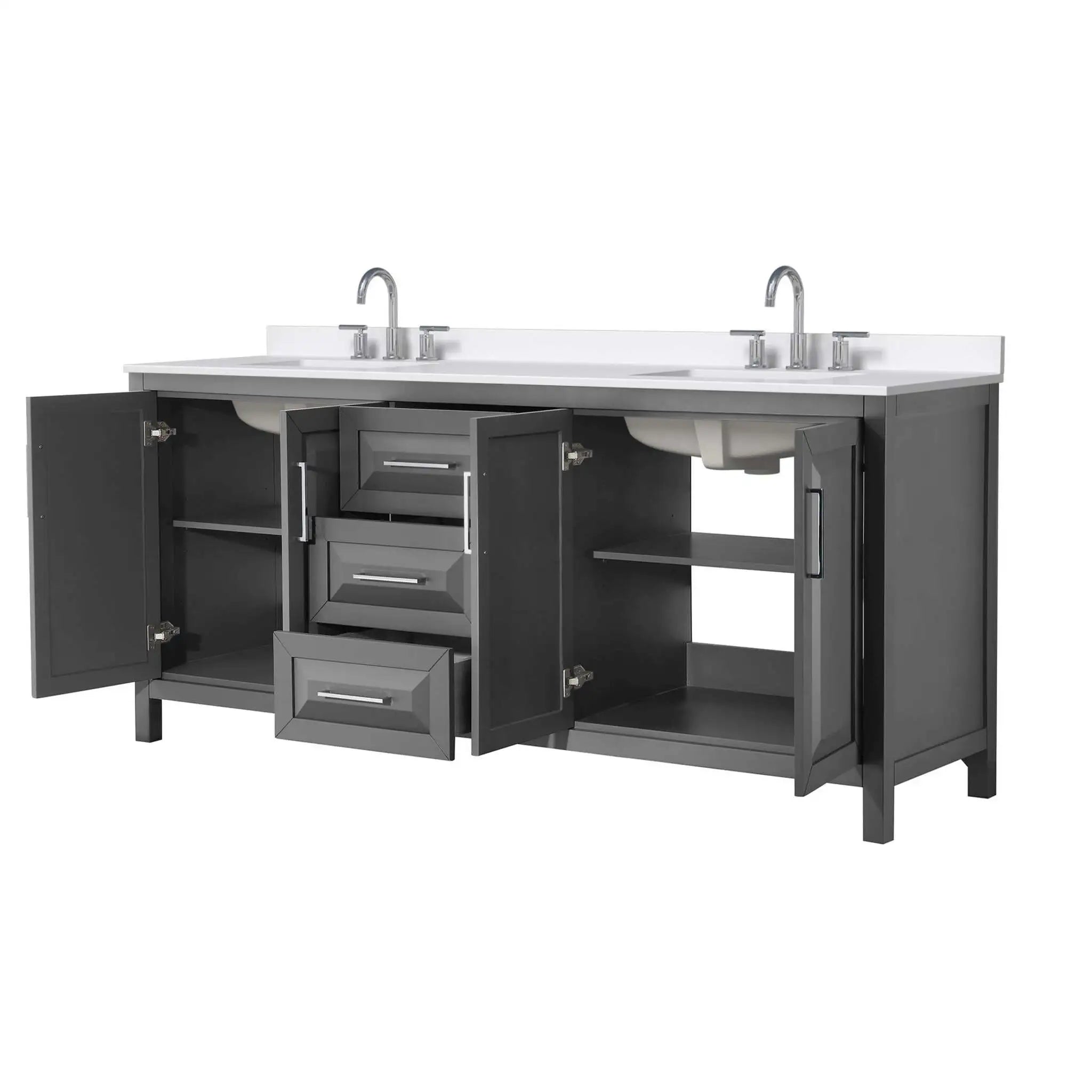 80" Daria Double Bathroom Vanity in Dark Gray with Polished Chrome Trim by Wyndham