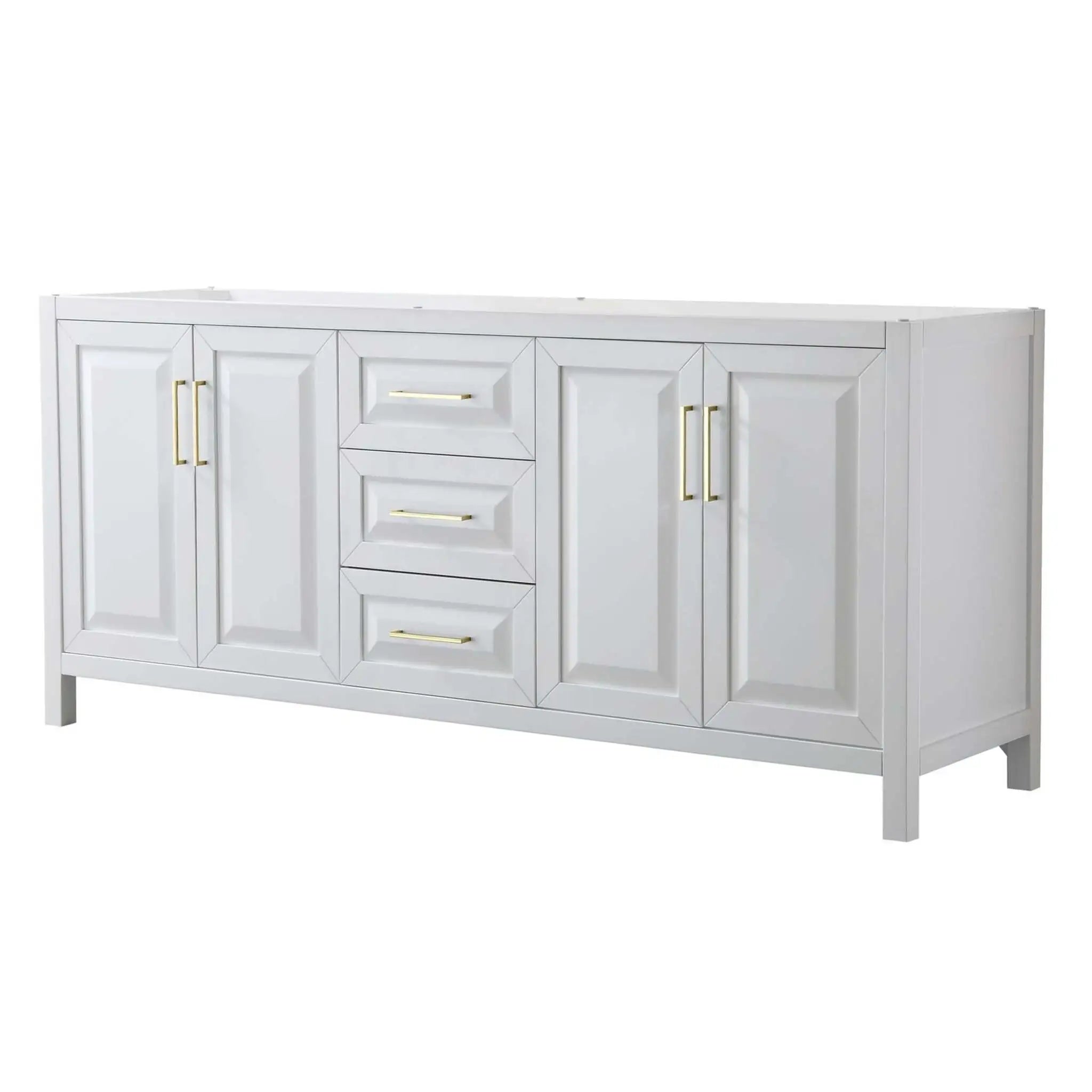 80" Daria Double Bathroom Vanity in White with Brushed Gold Trim by Wyndham
