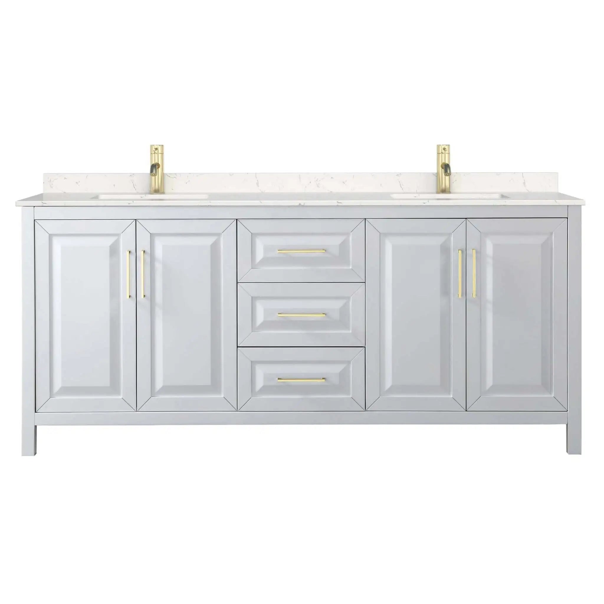 80" Daria Double Bathroom Vanity in White with Brushed Gold Trim by Wyndham