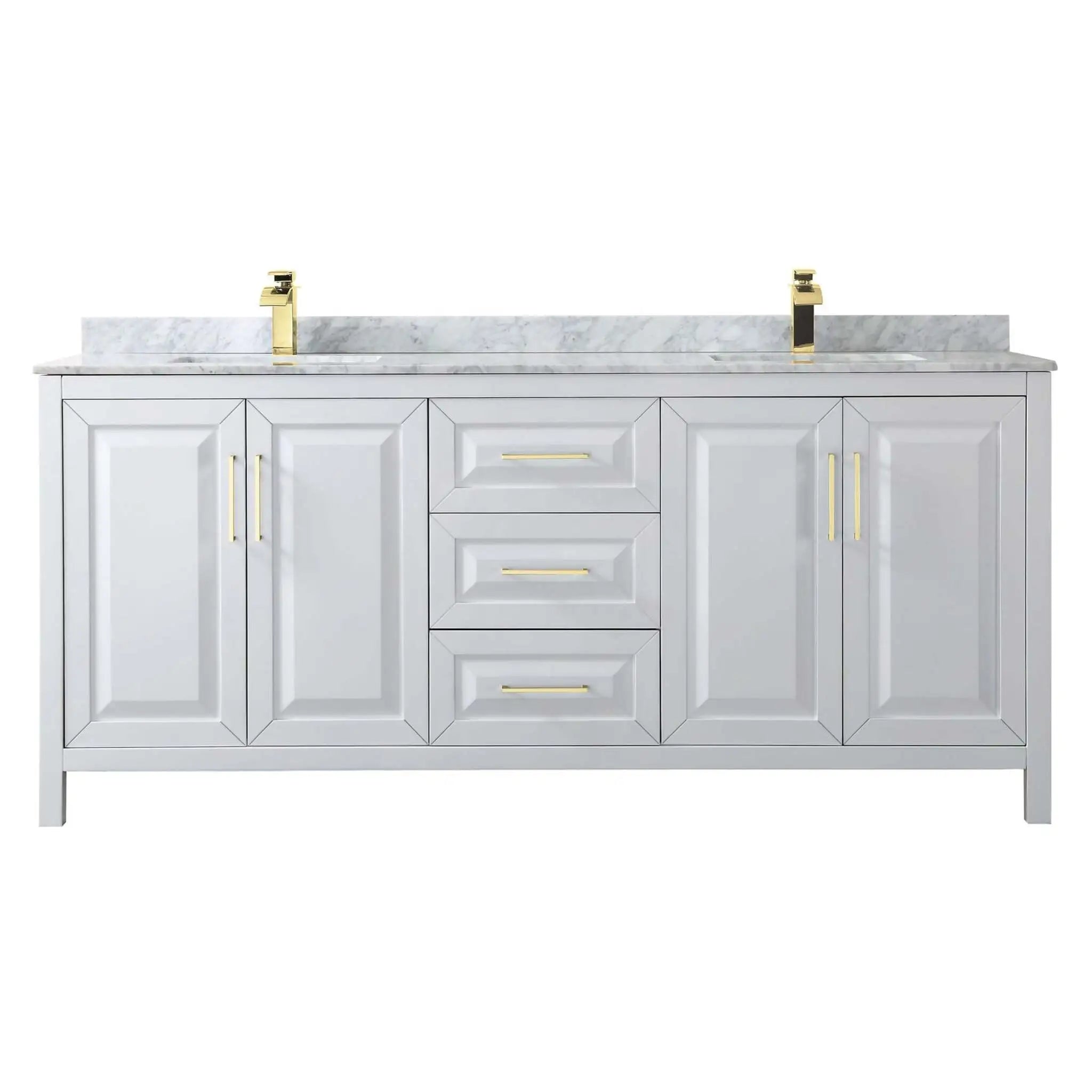 80" Daria Double Bathroom Vanity in White with Brushed Gold Trim by Wyndham