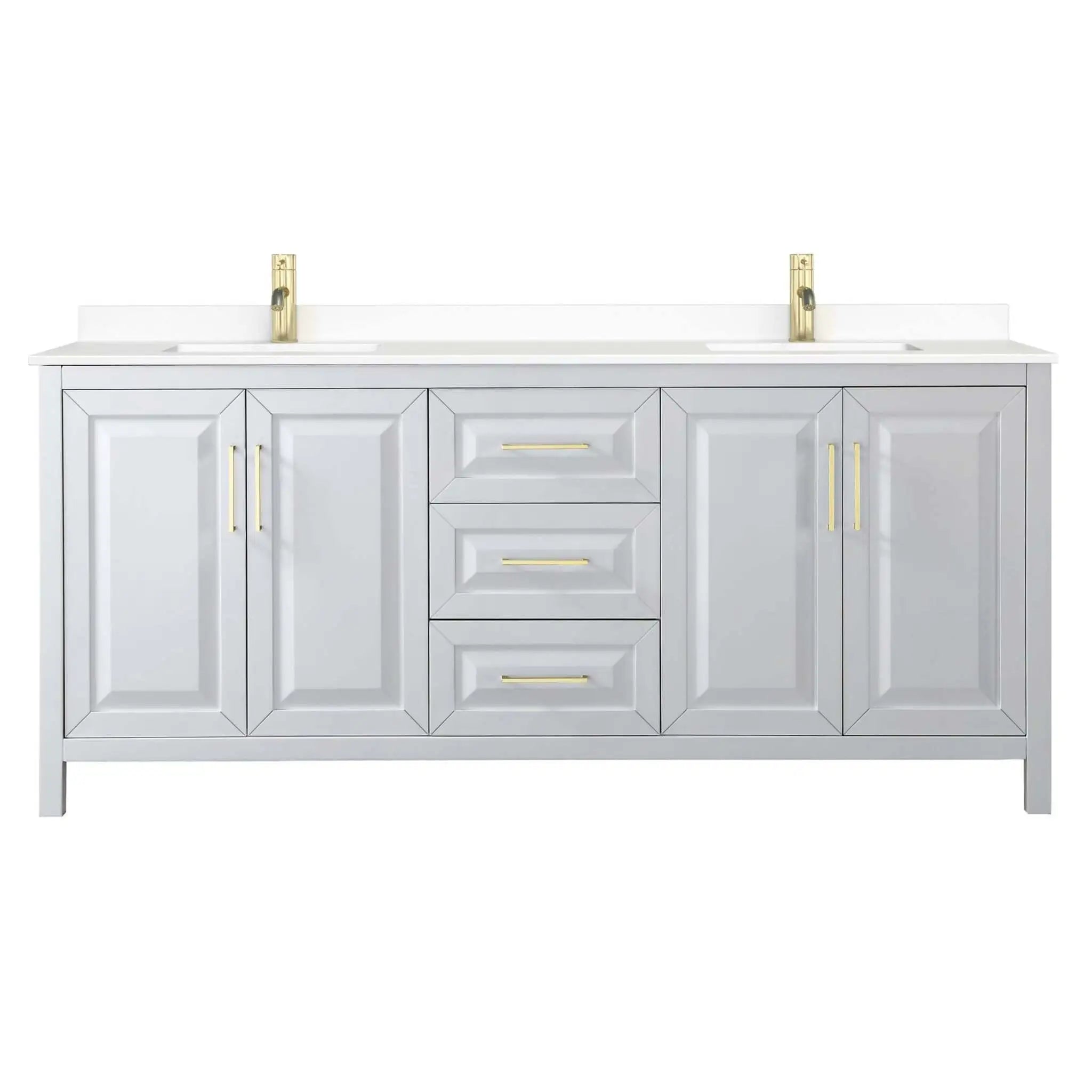 80" Daria Double Bathroom Vanity in White with Brushed Gold Trim by Wyndham