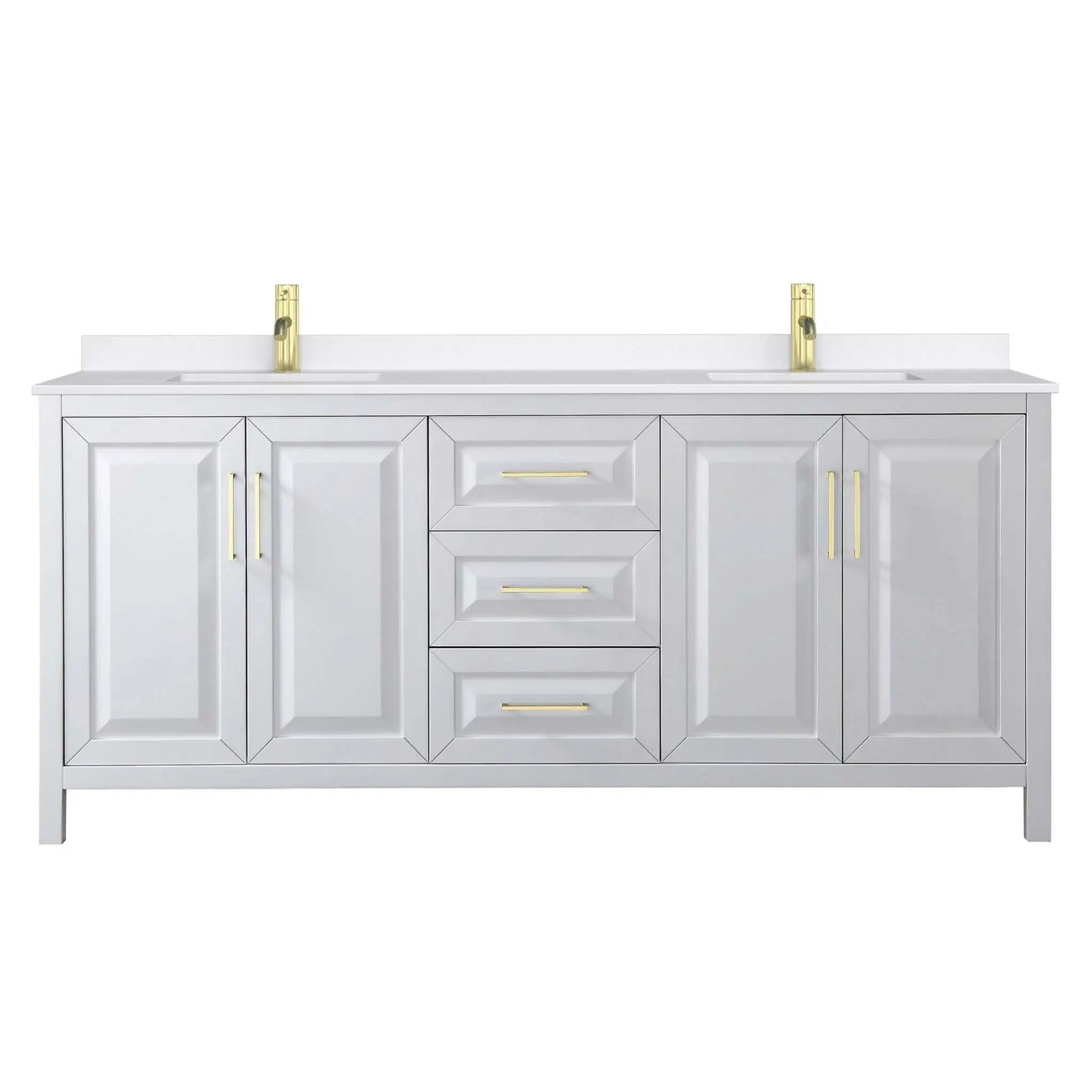 80" Daria Double Bathroom Vanity in White with Brushed Gold Trim by Wyndham