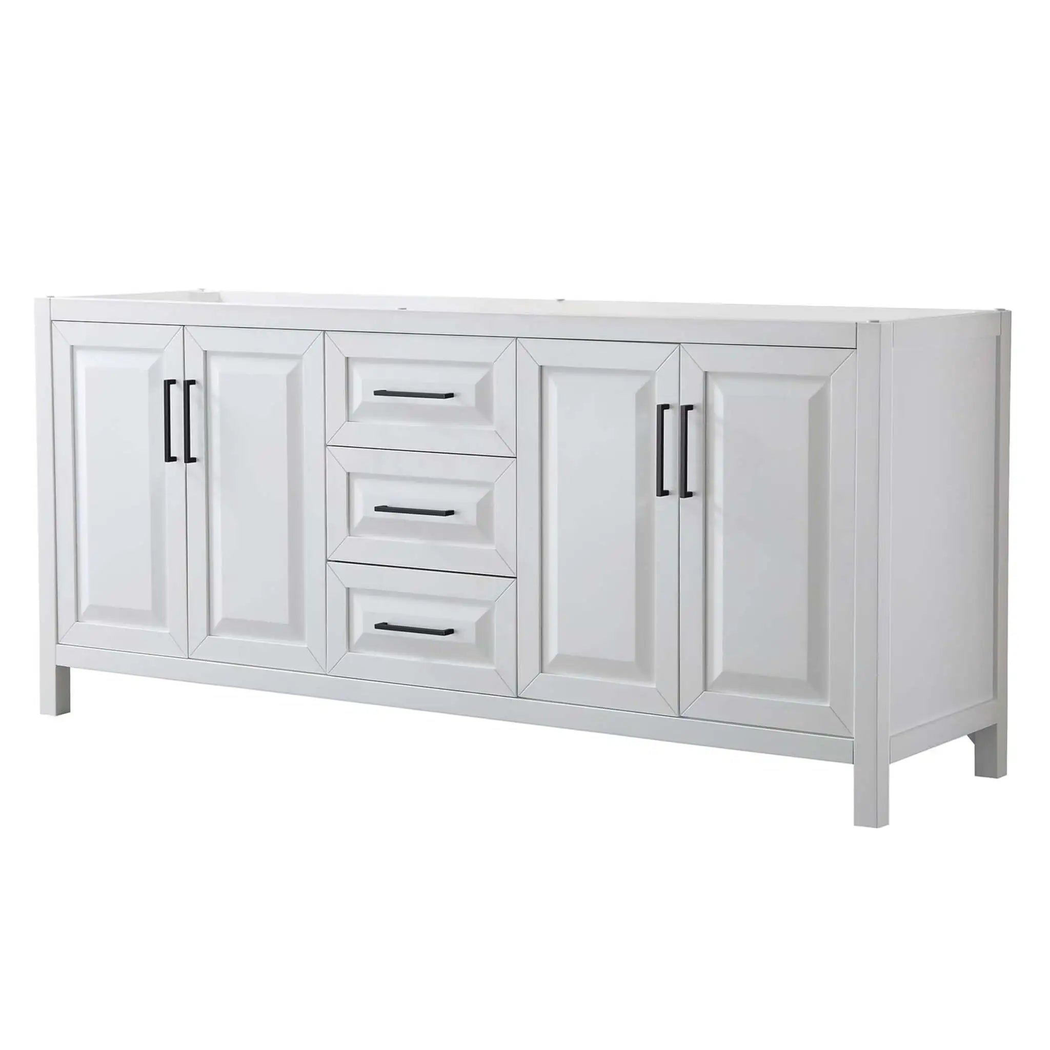 80" Daria Double Bathroom Vanity in White with Matte Black Trim by Wyndham