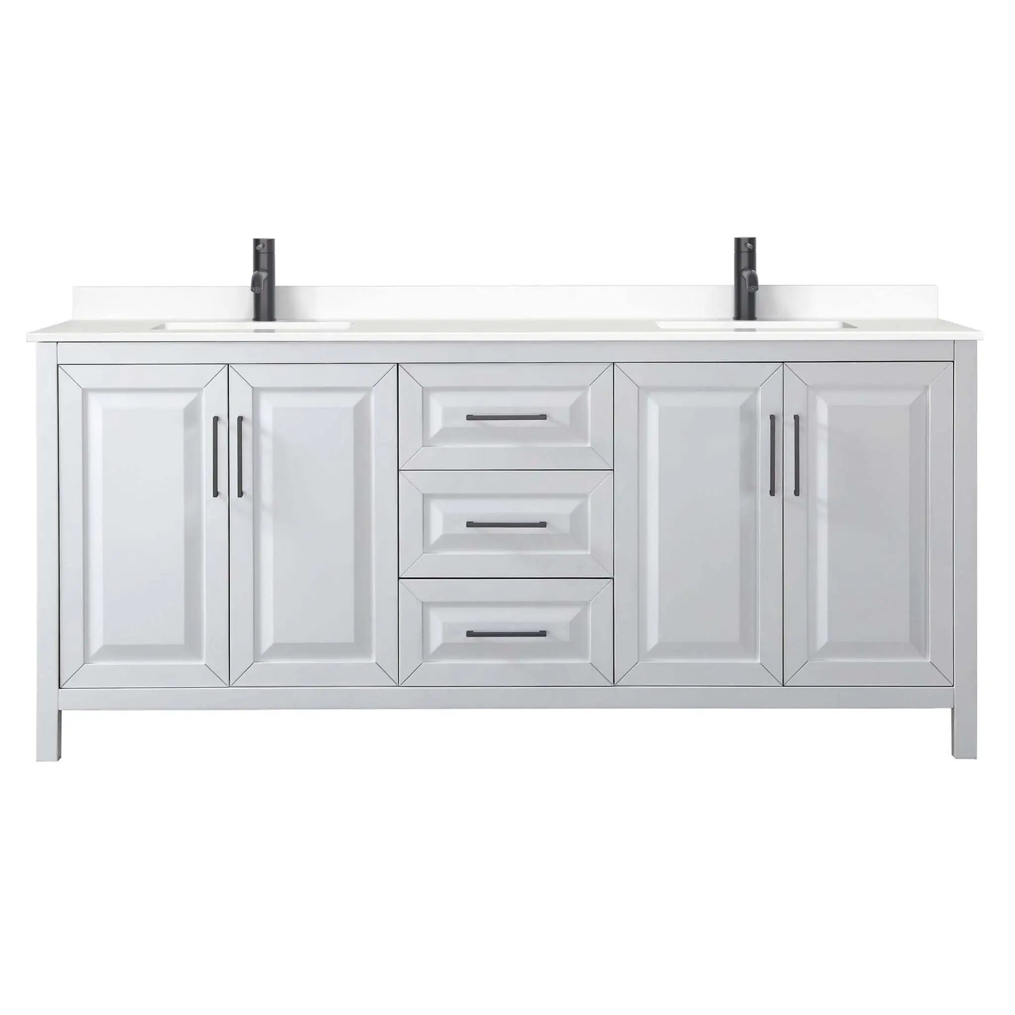 80" Daria Double Bathroom Vanity in White with Matte Black Trim by Wyndham