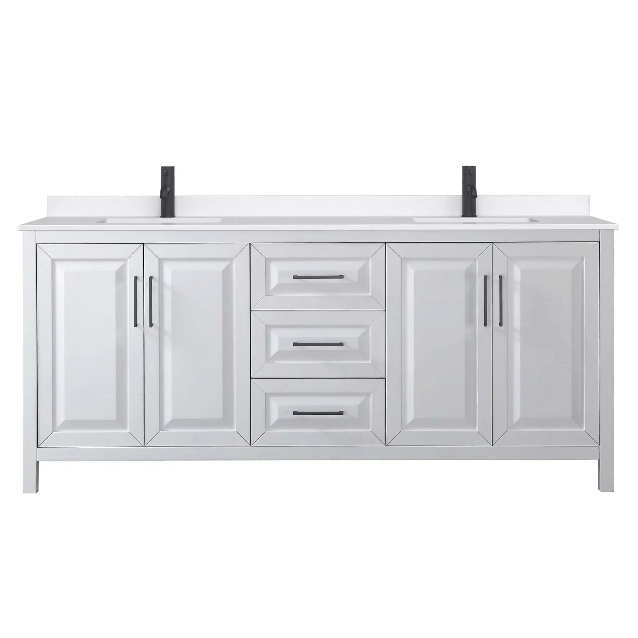 80" Daria Double Bathroom Vanity in White with Matte Black Trim by Wyndham