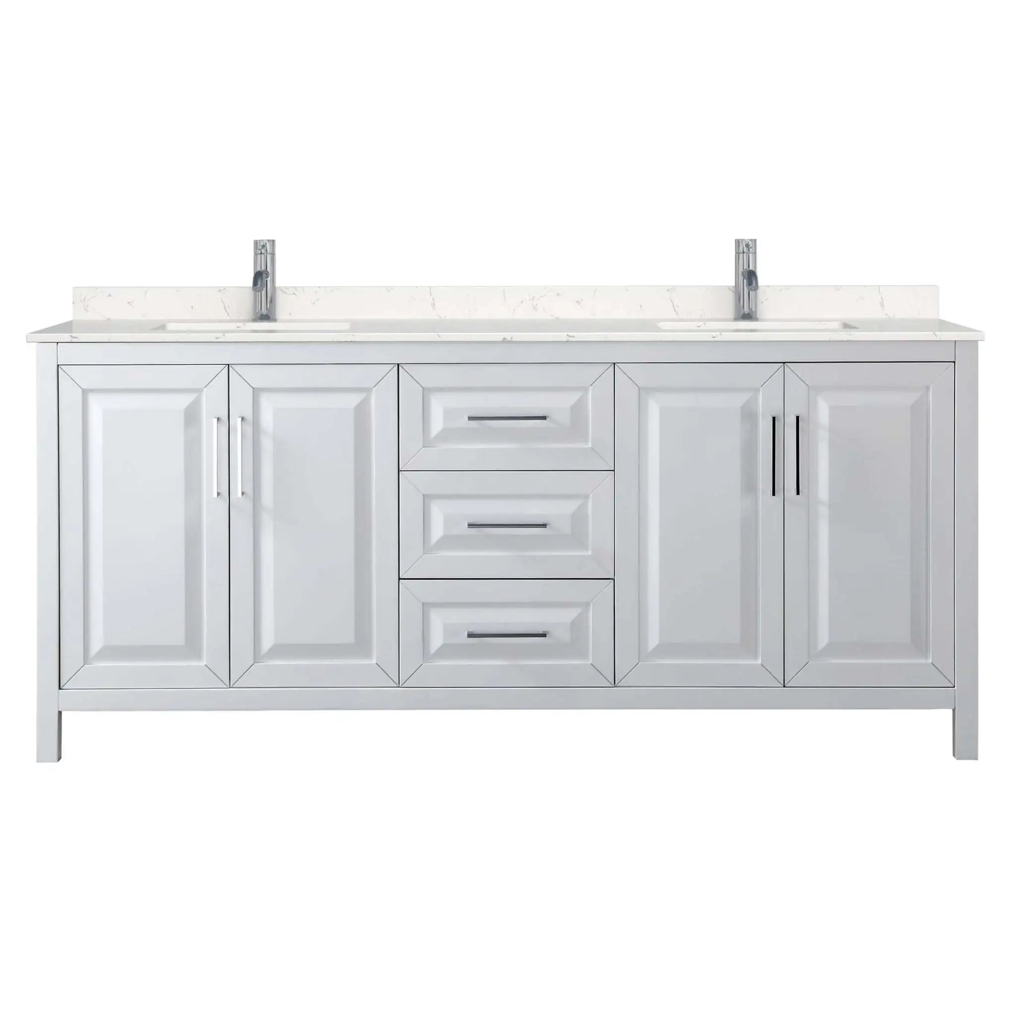 80" Daria Double Bathroom Vanity in White with Polished Chrome Trim by Wyndham