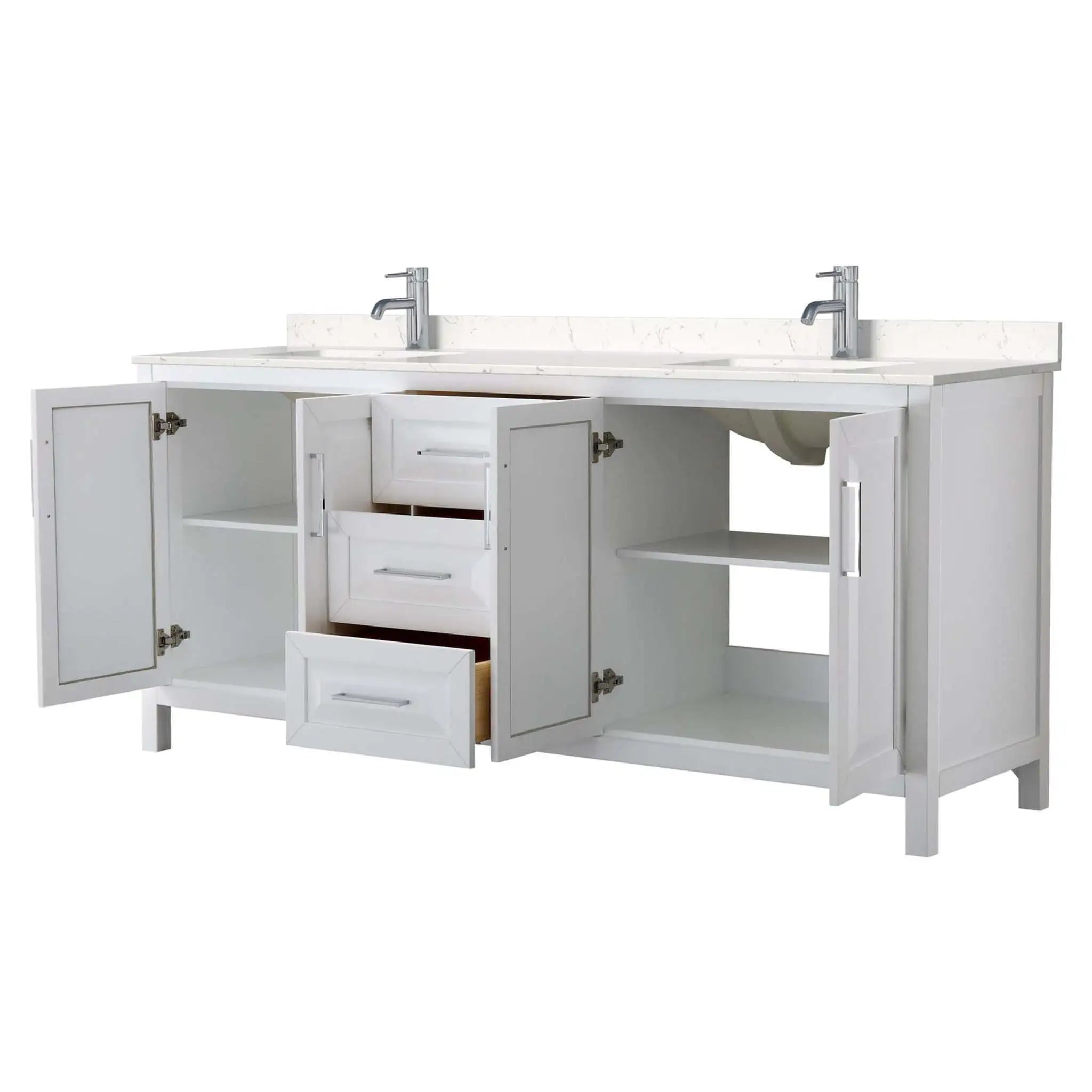 80" Daria Double Bathroom Vanity in White with Polished Chrome Trim by Wyndham