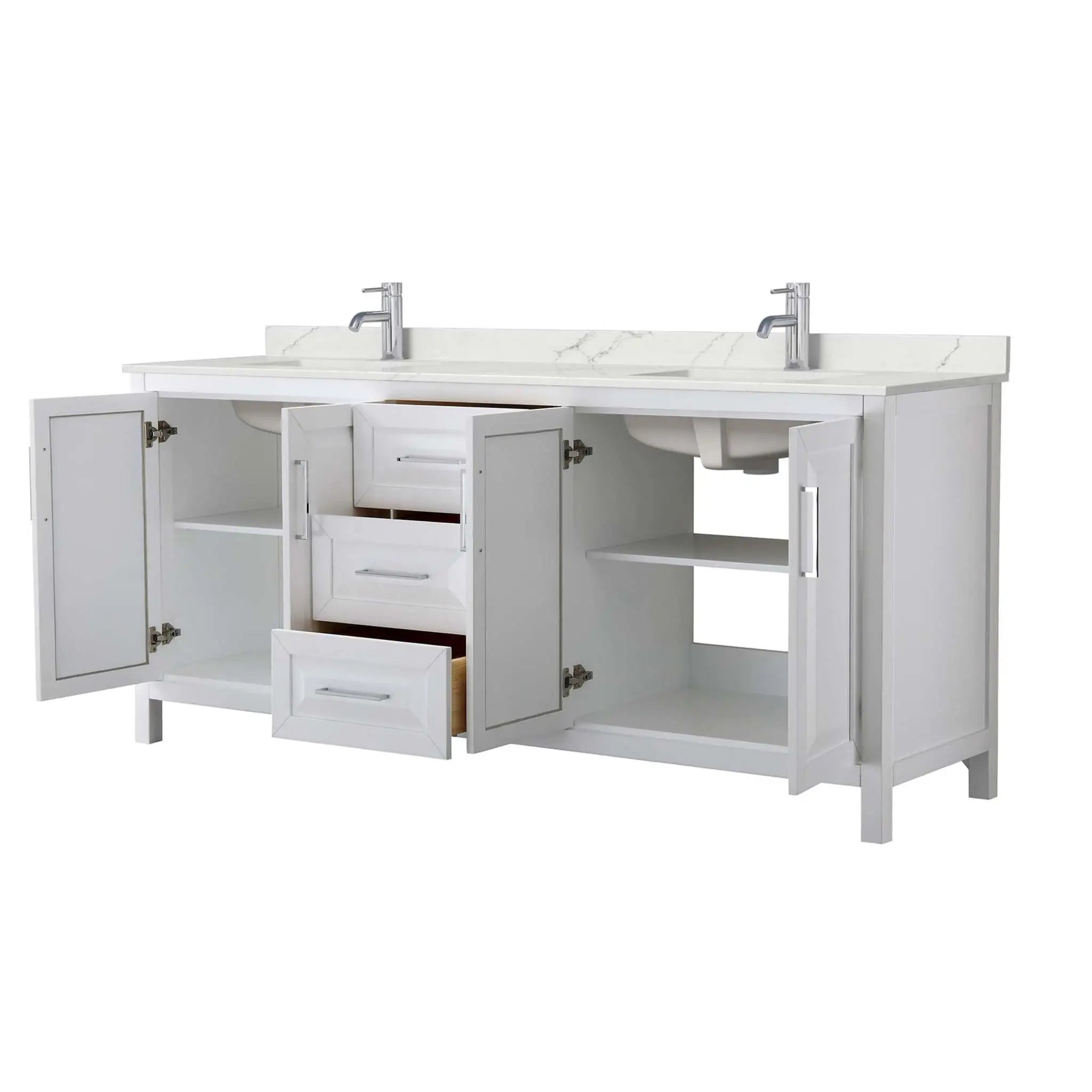 80" Daria Double Bathroom Vanity in White with Polished Chrome Trim by Wyndham