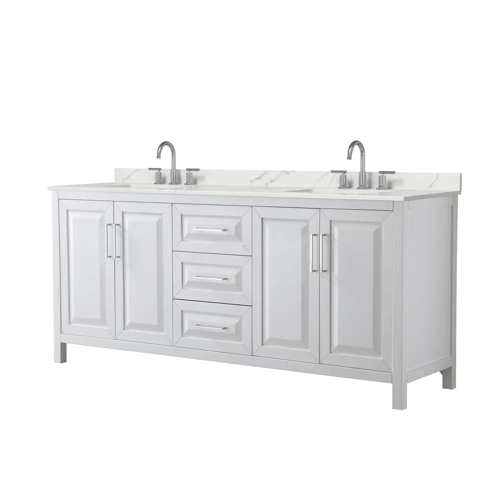 80" Daria Double Bathroom Vanity in White with Polished Chrome Trim by Wyndham