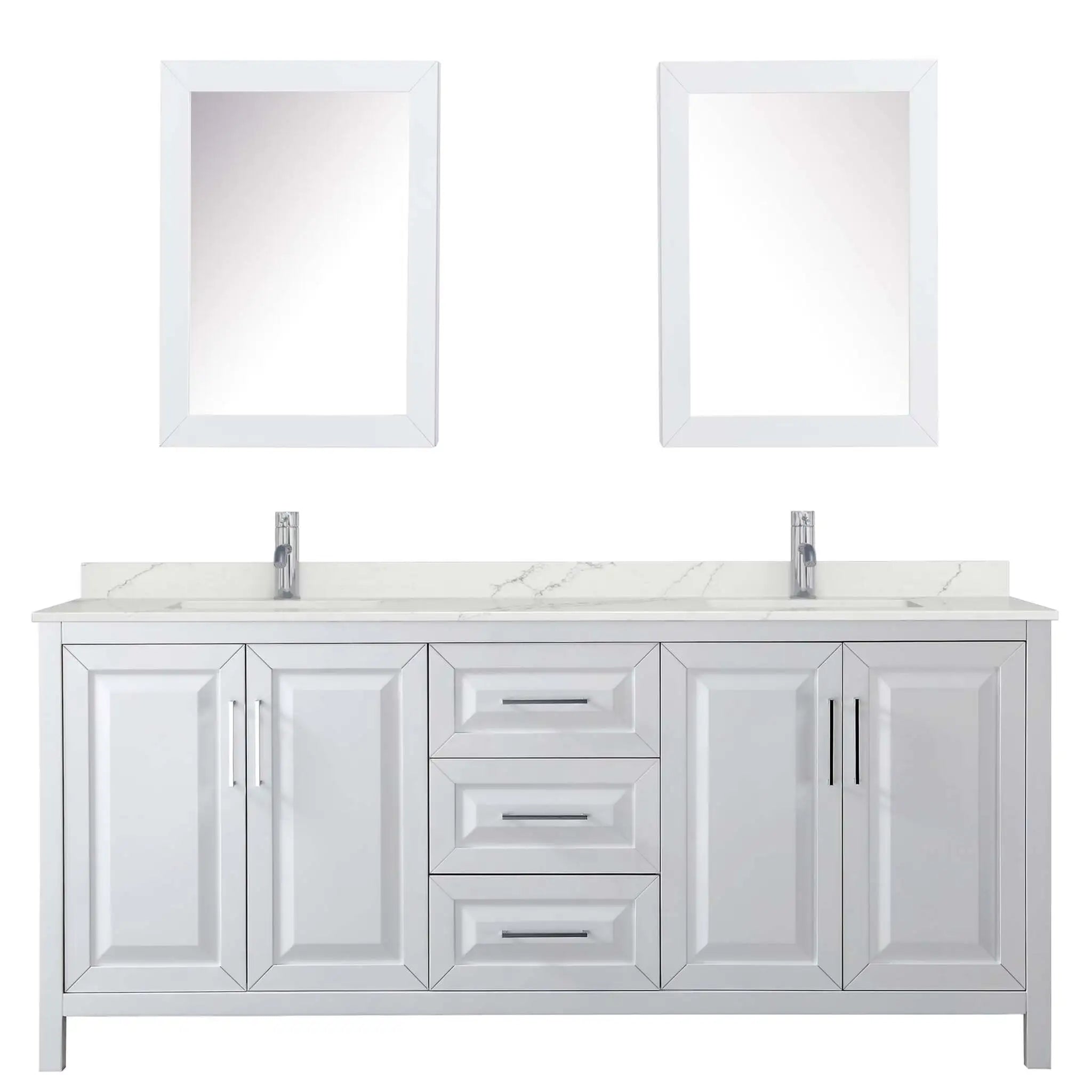 80" Daria Double Bathroom Vanity in White with Polished Chrome Trim & Medicine Cabinet by Wyndham