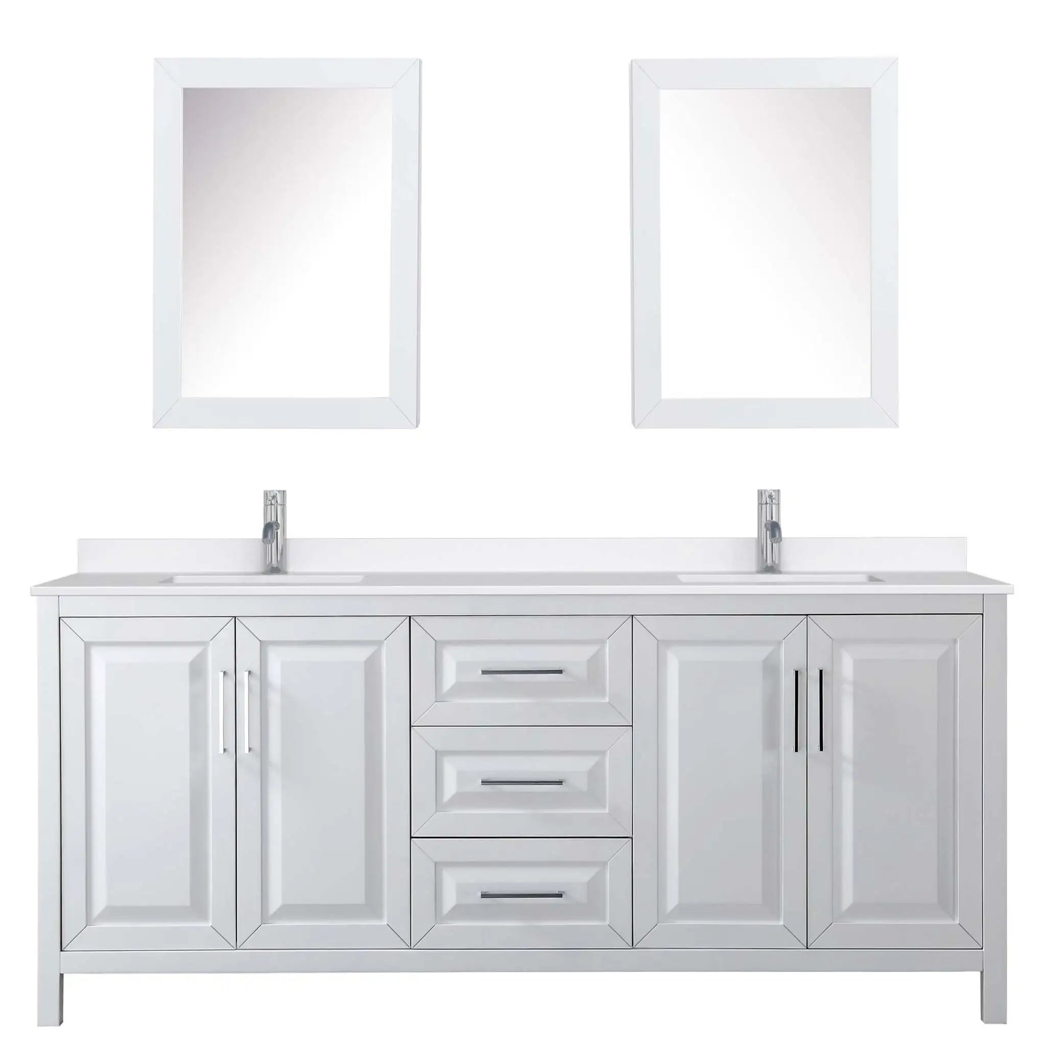 80" Daria Double Bathroom Vanity in White with Polished Chrome Trim & Medicine Cabinet by Wyndham