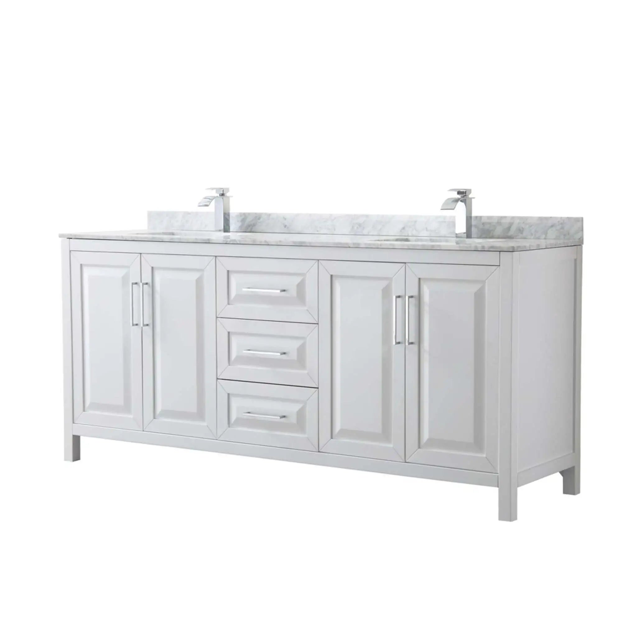 80" Daria Double Bathroom Vanity in White with Polished Chrome Trim by Wyndham