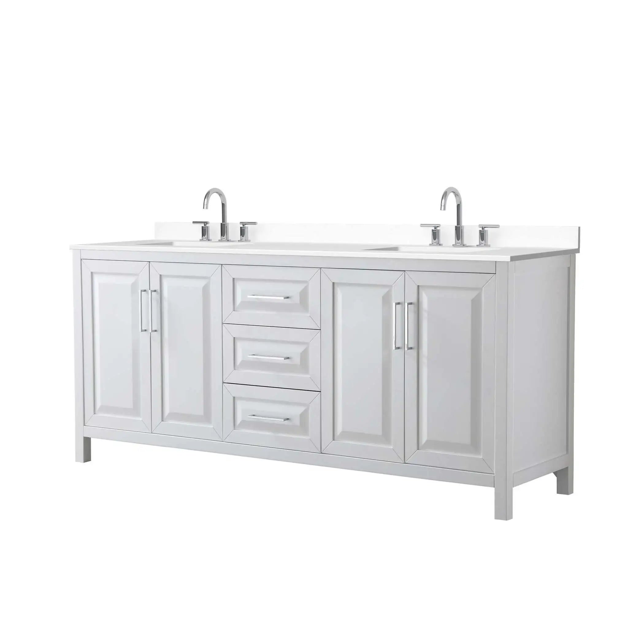 80" Daria Double Bathroom Vanity in White with Polished Chrome Trim by Wyndham