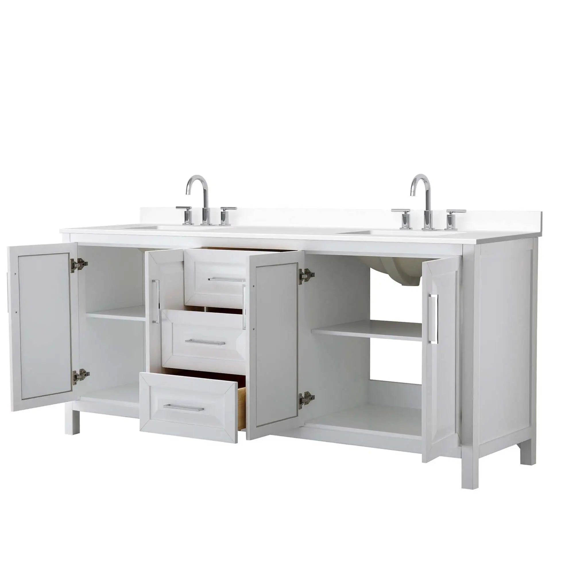80" Daria Double Bathroom Vanity in White with Polished Chrome Trim by Wyndham