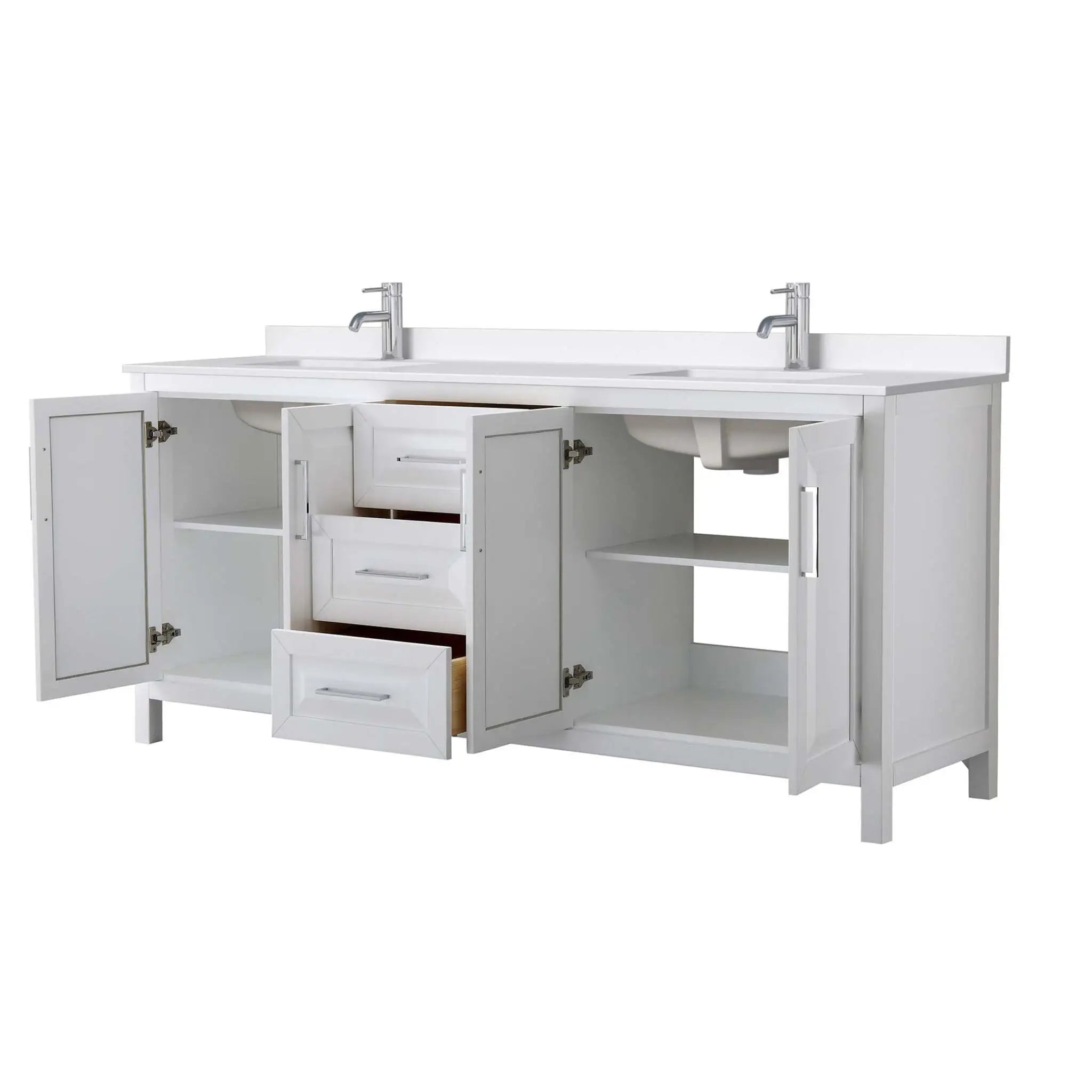 80" Daria Double Bathroom Vanity in White with Polished Chrome Trim by Wyndham