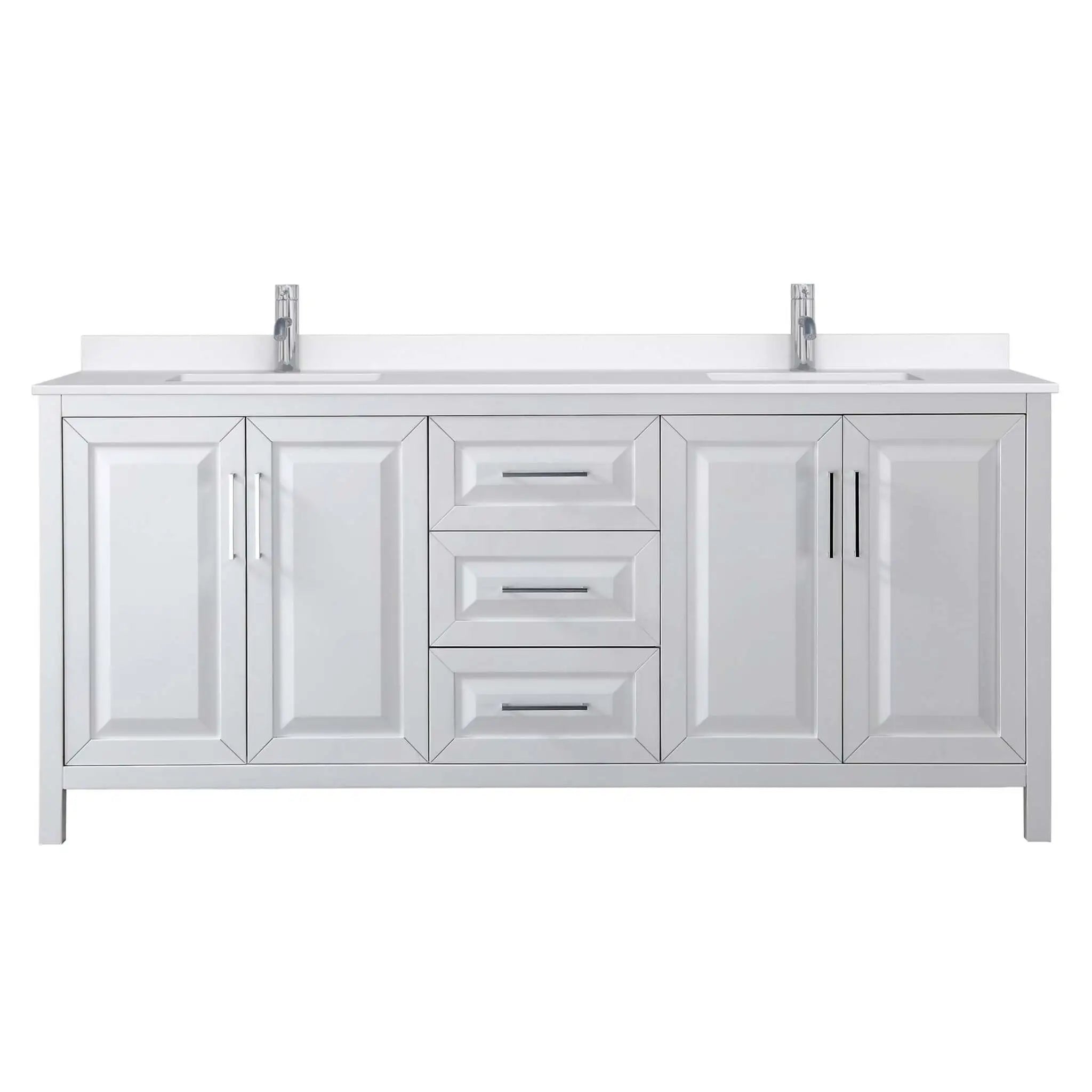 80" Daria Double Bathroom Vanity in White with Polished Chrome Trim by Wyndham