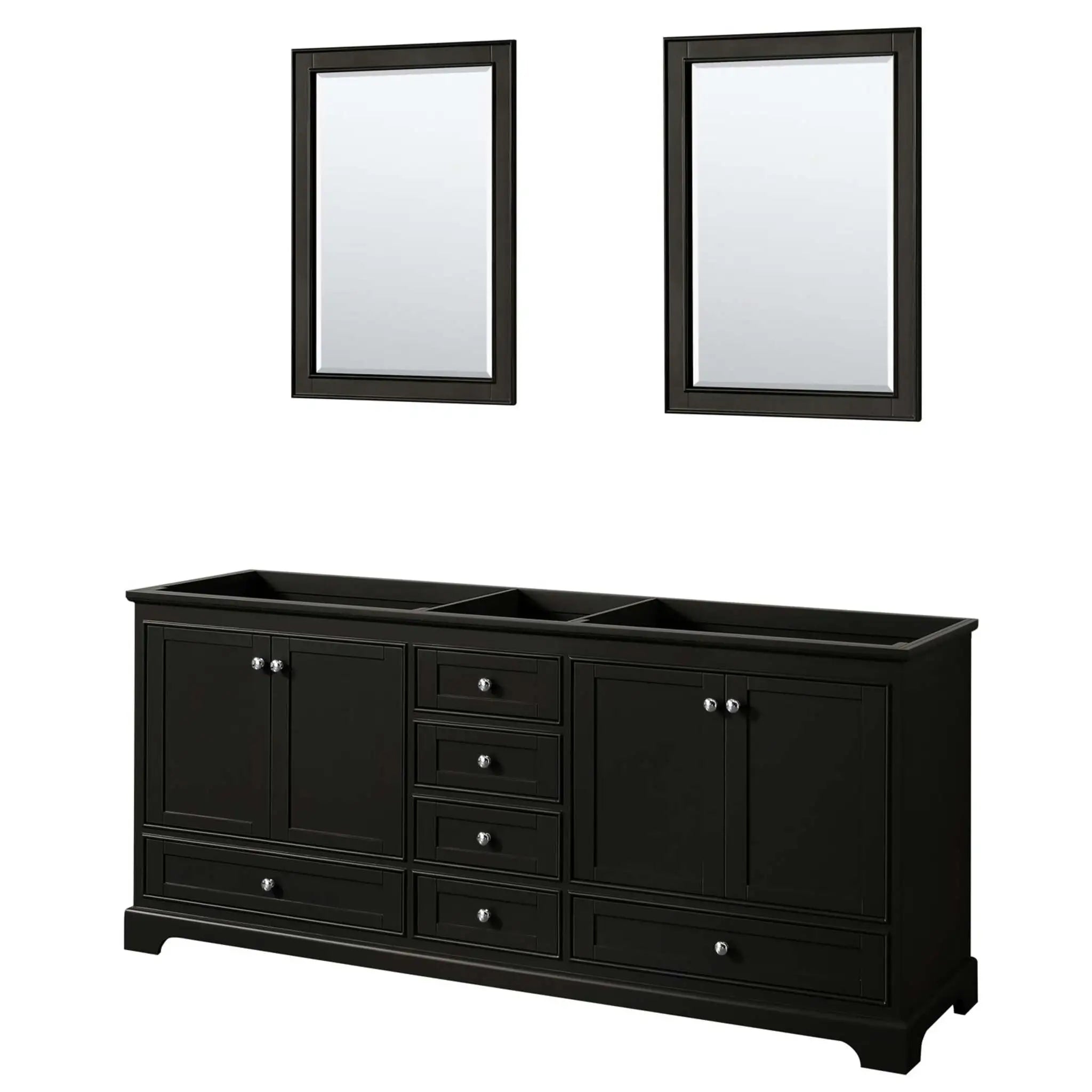 80" Deborah Double Bathroom Vanity in Dark Espresso with Polished Chrome Trim & 24" Mirror by Wyndham
