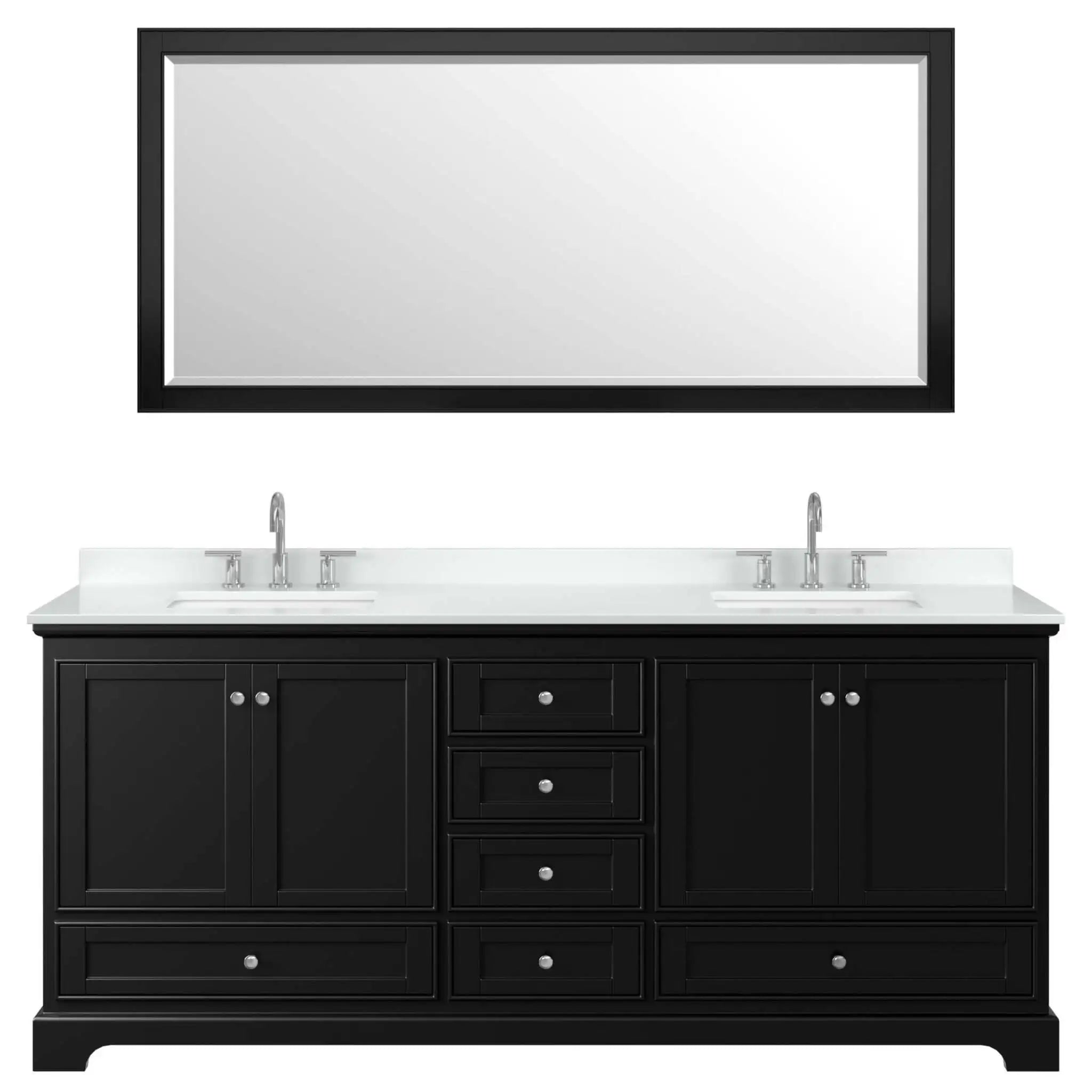 80" Deborah Double Bathroom Vanity in Dark Espresso with Polished Chrome Trim & 70" Mirror by Wyndham
