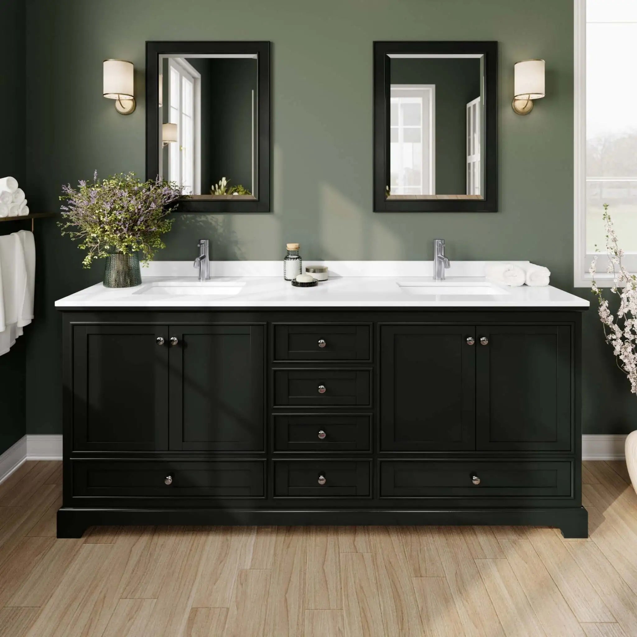 80" Deborah Double Bathroom Vanity in Dark Espresso with Polished Chrome Trim by Wyndham