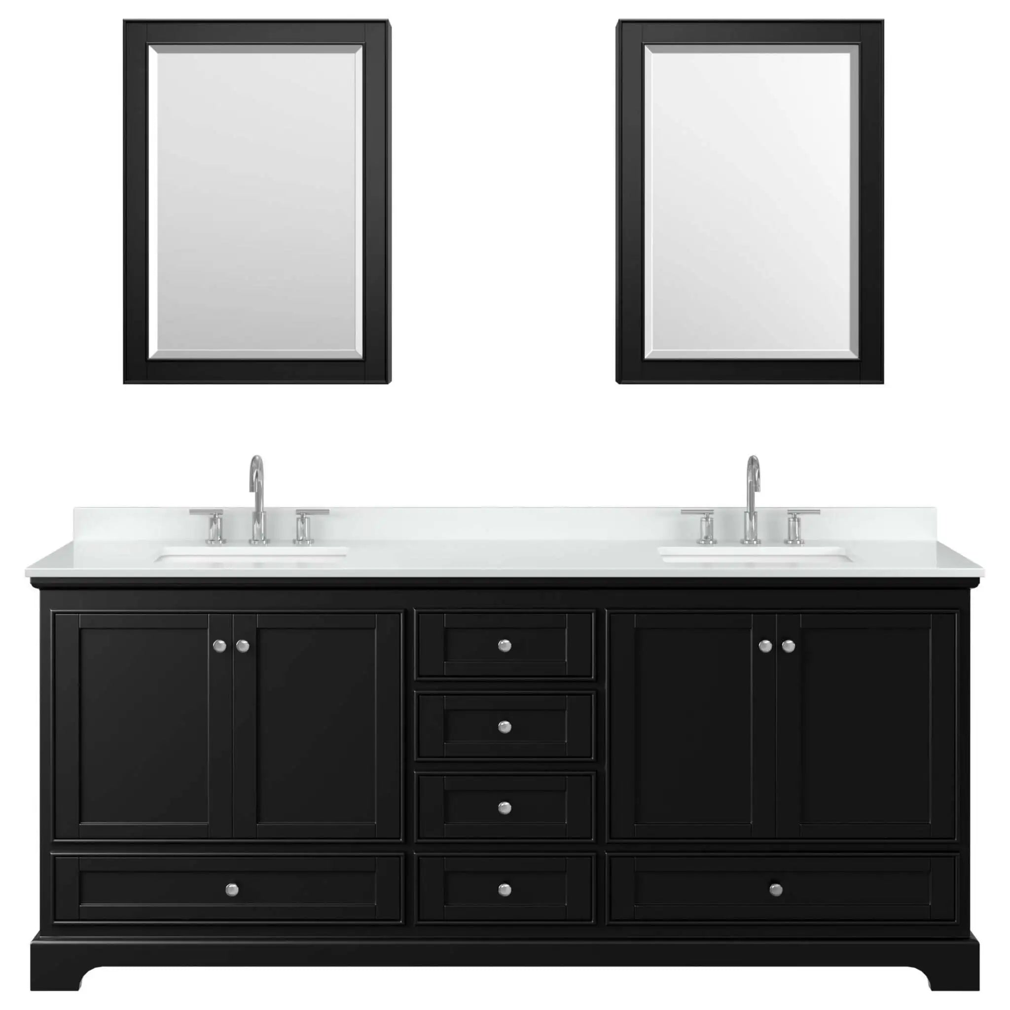 80" Deborah Double Bathroom Vanity in Dark Espresso with Polished Chrome Trim & Medicine Cabinet by Wyndham