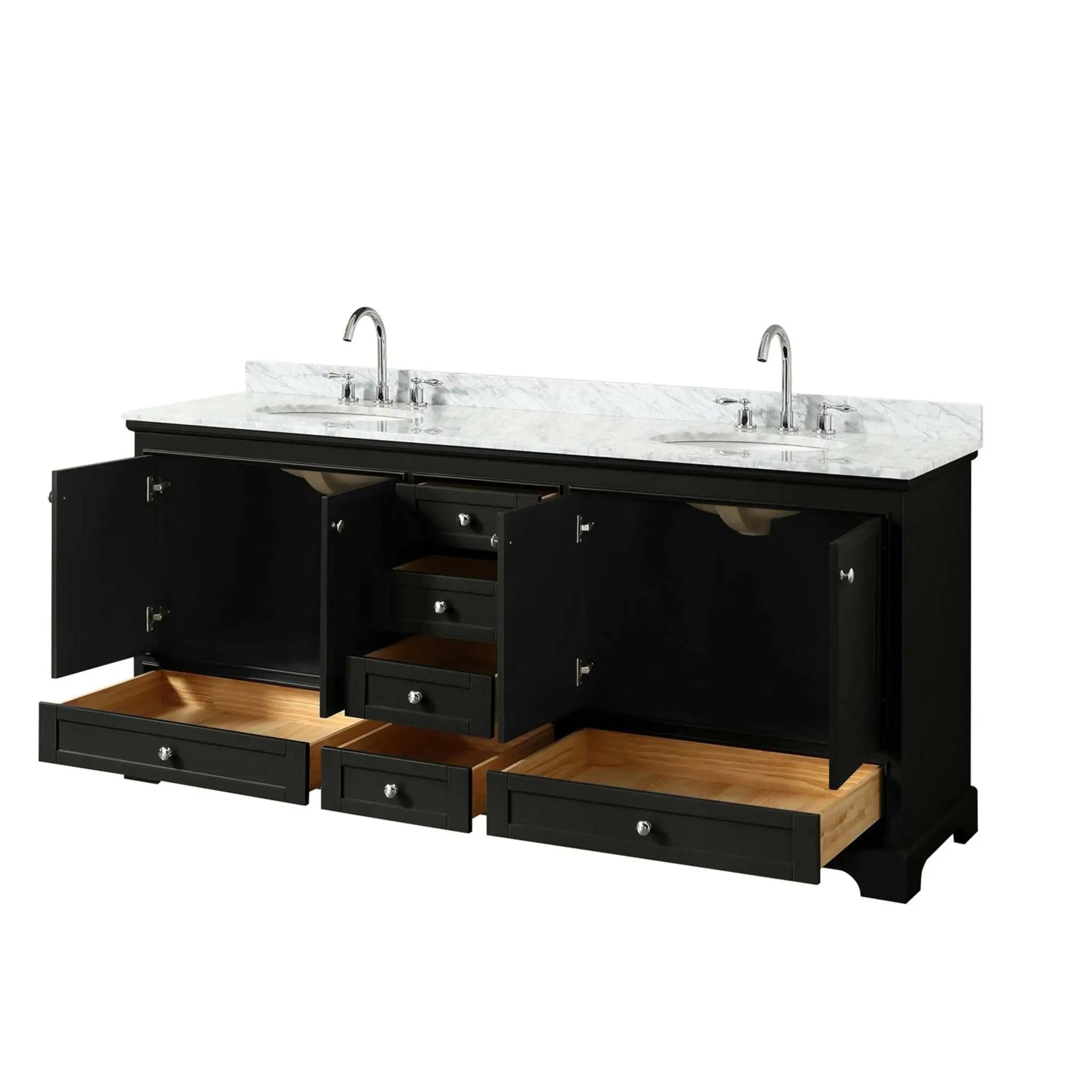 80" Deborah Double Bathroom Vanity in Dark Espresso with Polished Chrome Trim by Wyndham