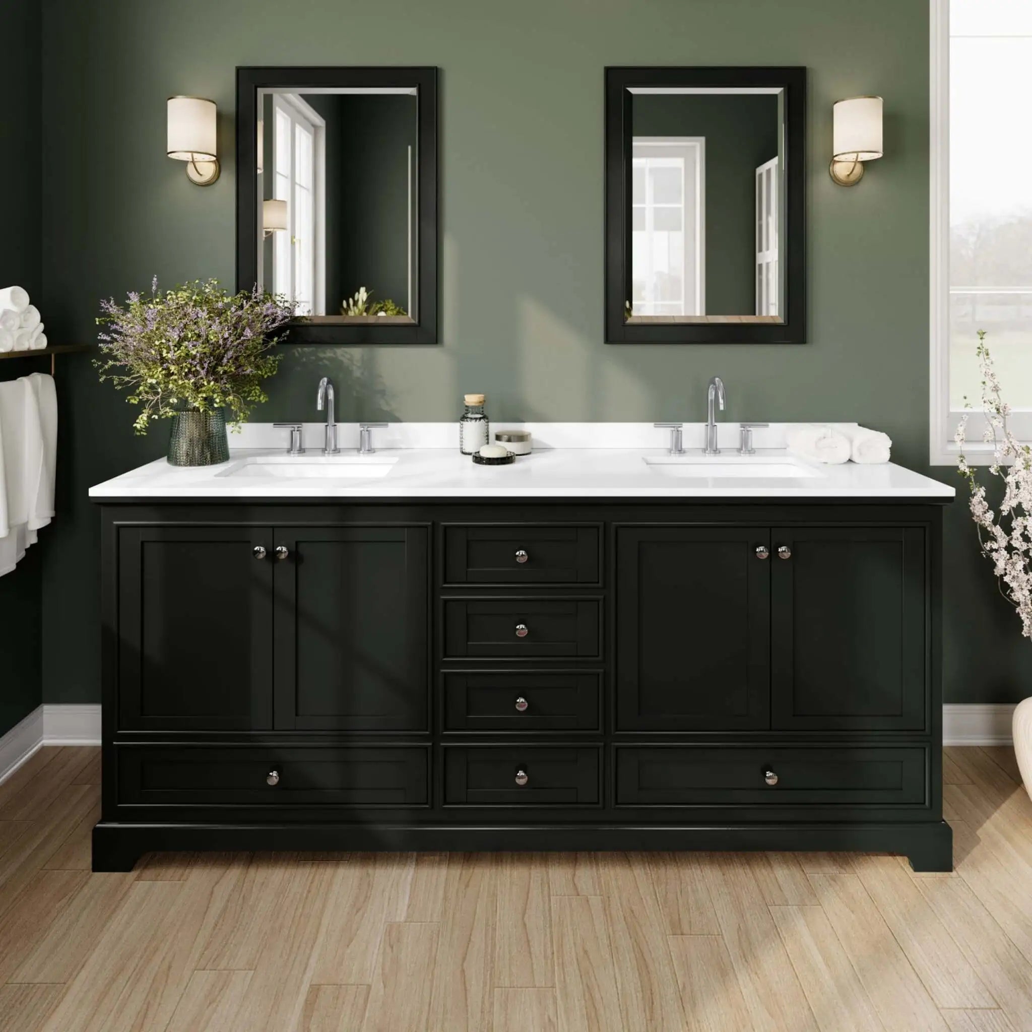 80" Deborah Double Bathroom Vanity in Dark Espresso with Polished Chrome Trim by Wyndham