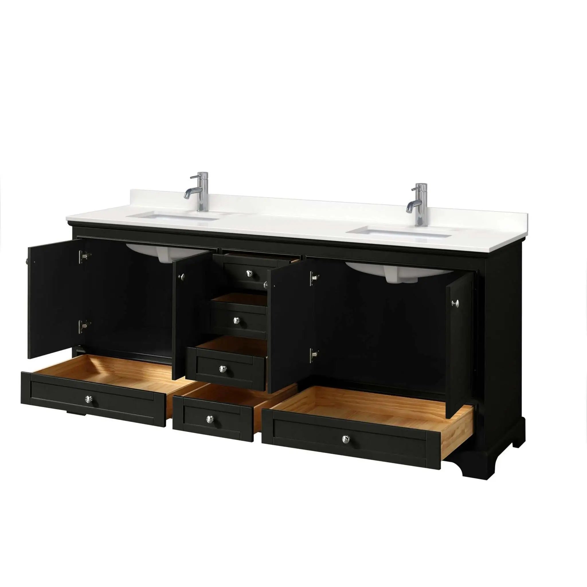 80" Deborah Double Bathroom Vanity in Dark Espresso with Polished Chrome Trim by Wyndham