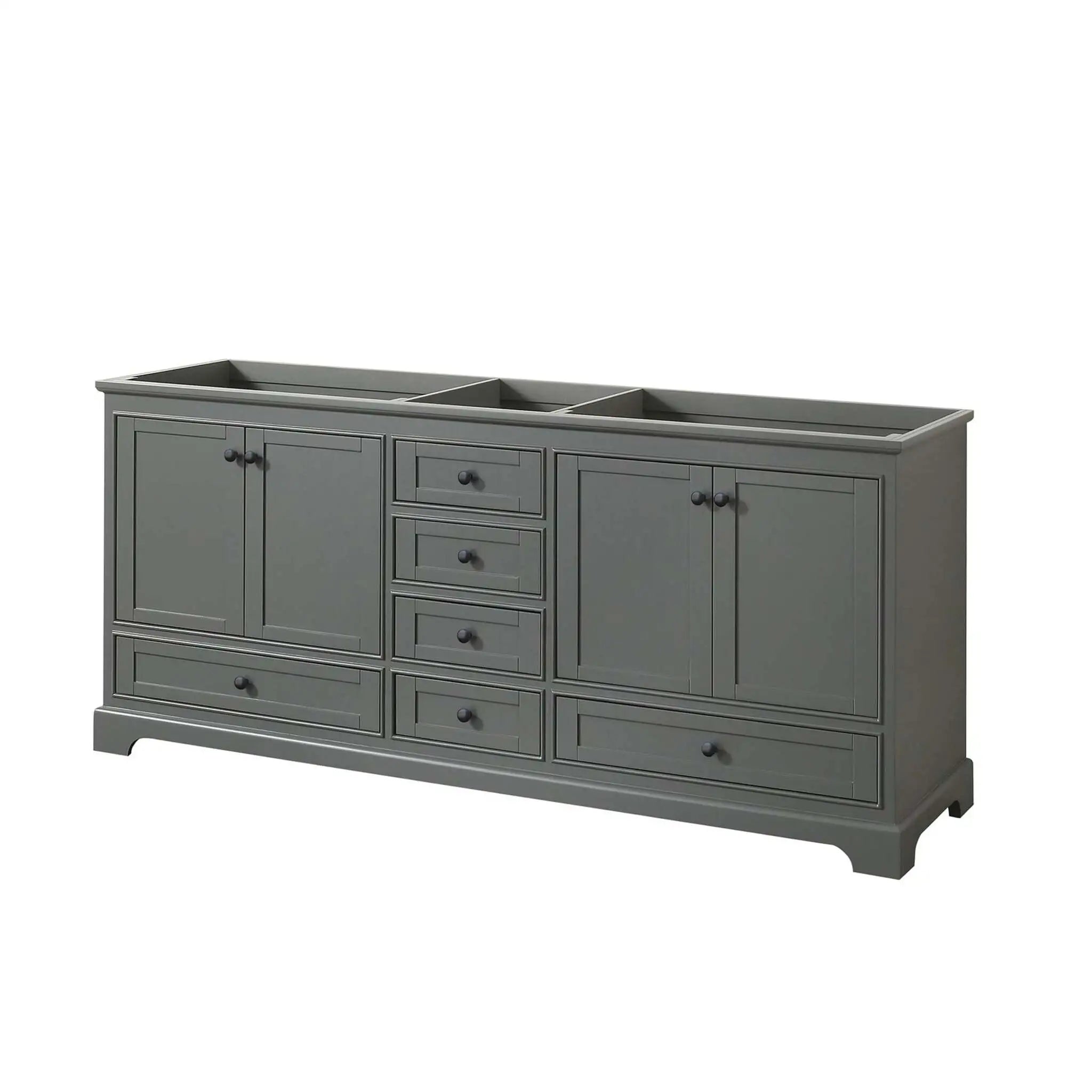 80" Deborah Double Bathroom Vanity in Dark Gray with Matte Black Trim by Wyndham