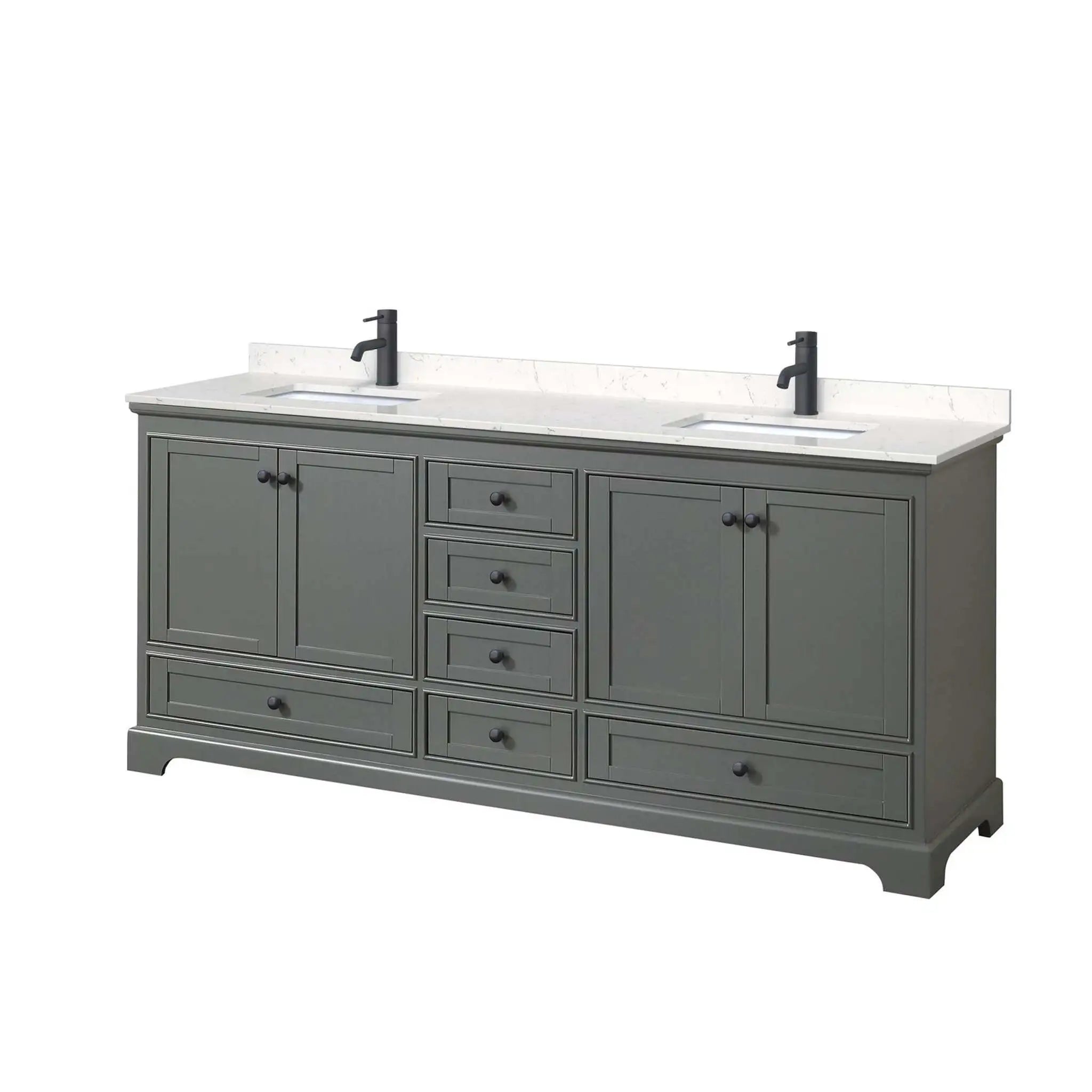 80" Deborah Double Bathroom Vanity in Dark Gray with Matte Black Trim by Wyndham