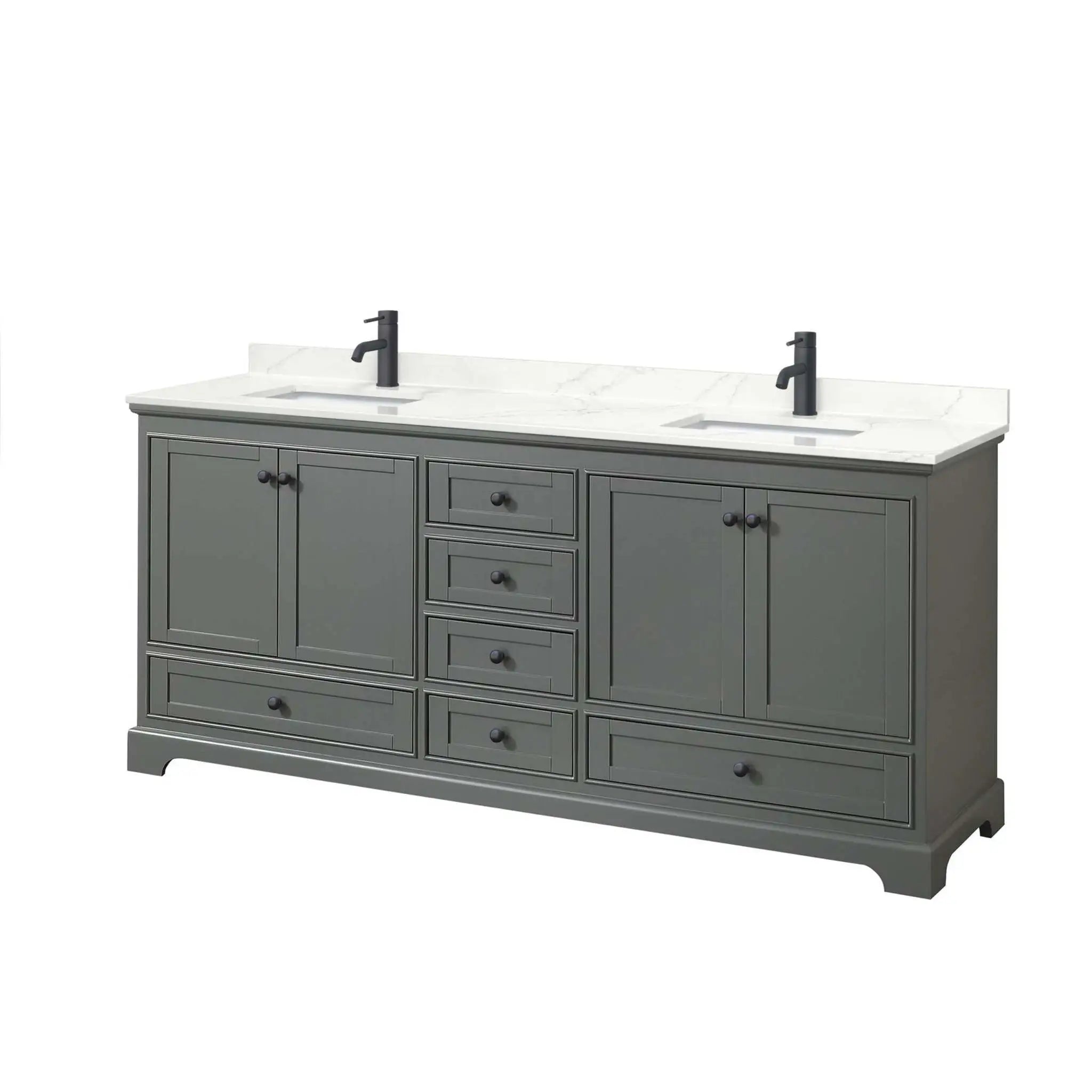 80" Deborah Double Bathroom Vanity in Dark Gray with Matte Black Trim by Wyndham