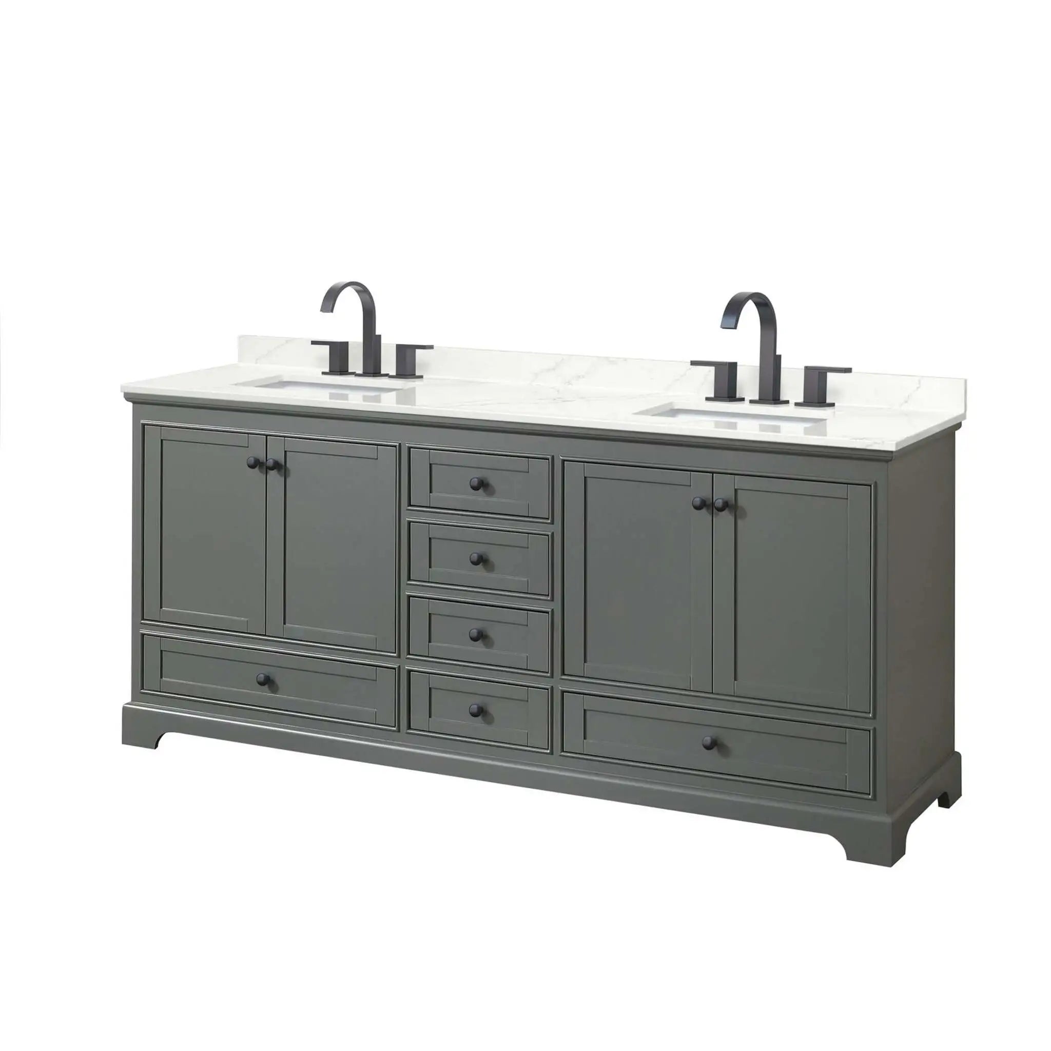 80" Deborah Double Bathroom Vanity in Dark Gray with Matte Black Trim by Wyndham