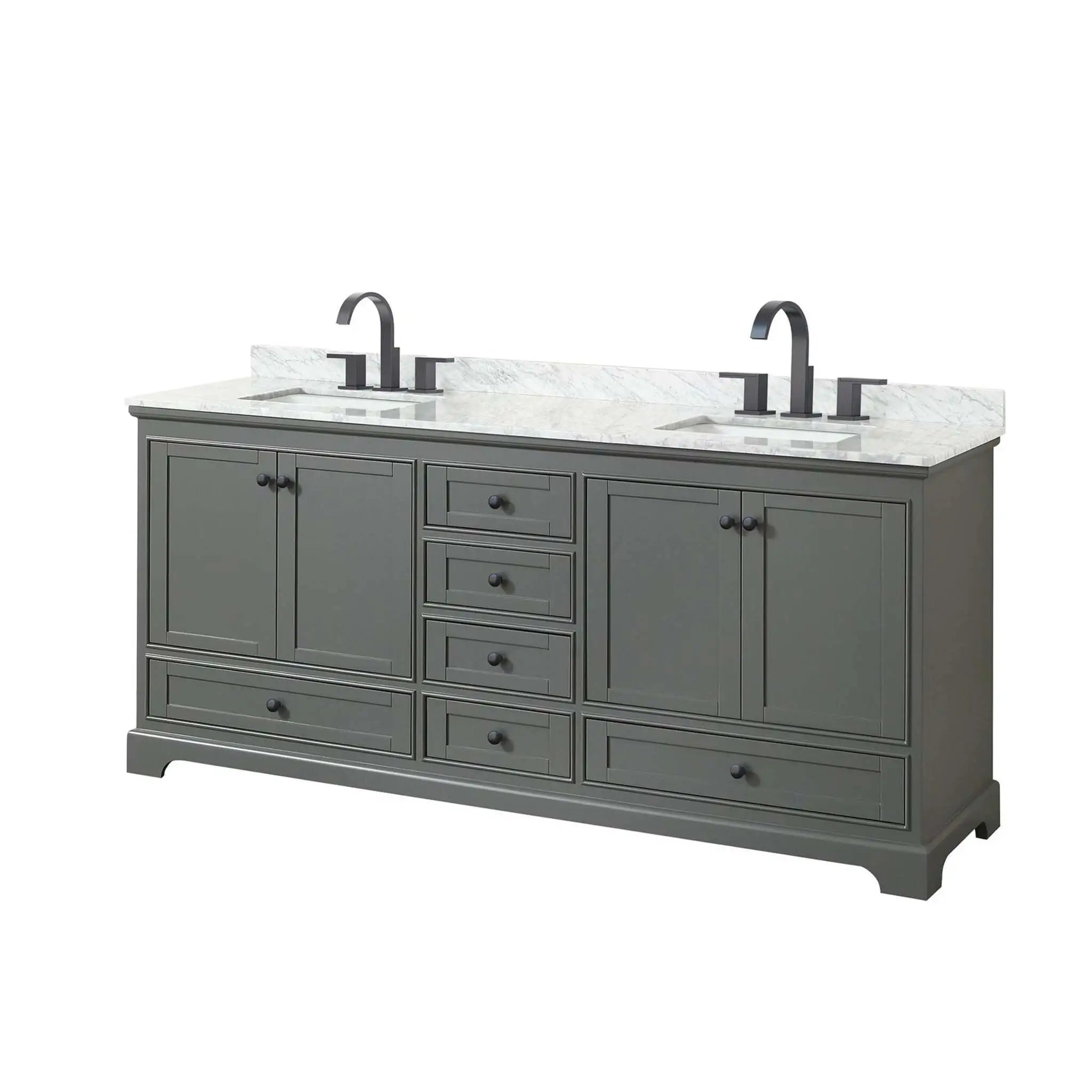 80" Deborah Double Bathroom Vanity in Dark Gray with Matte Black Trim by Wyndham
