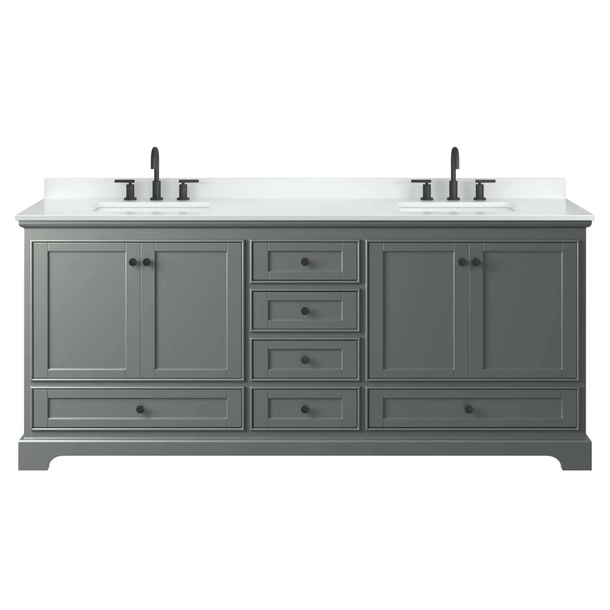 80" Deborah Double Bathroom Vanity in Dark Gray with Matte Black Trim by Wyndham