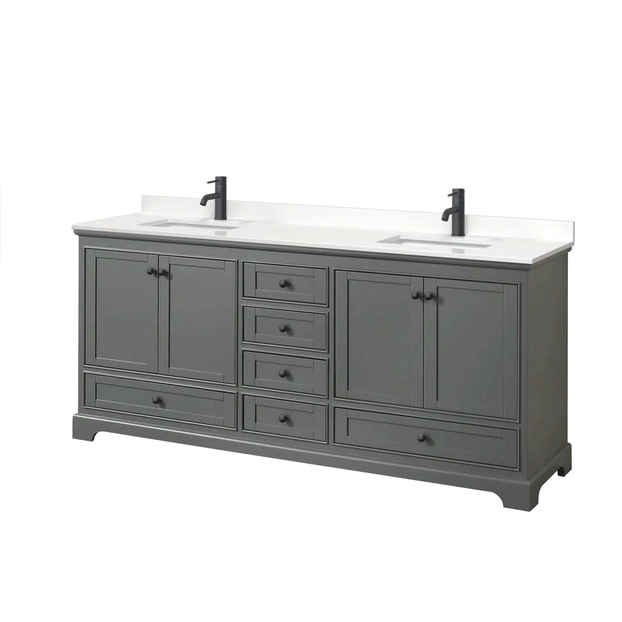 80" Deborah Double Bathroom Vanity in Dark Gray with Matte Black Trim by Wyndham