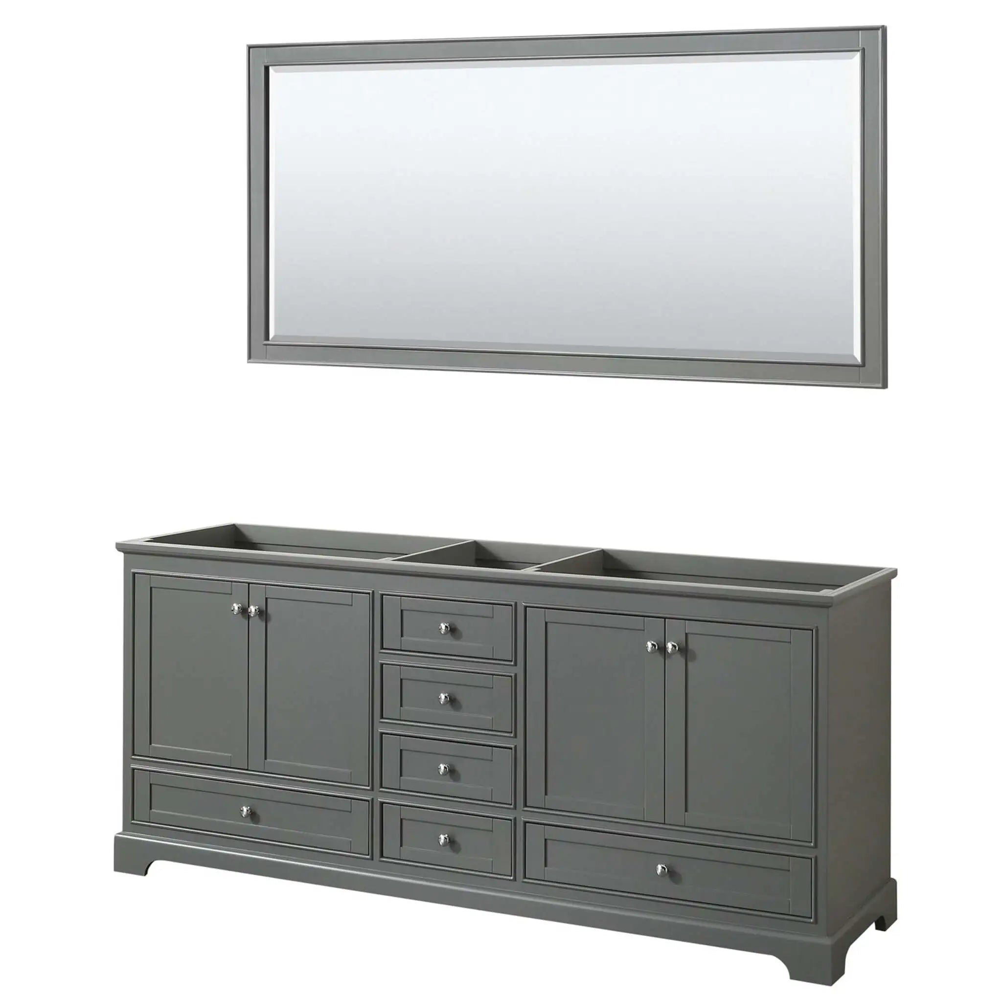 80" Deborah Double Bathroom Vanity in Dark Gray with Polished Chrome Trim & 70" Mirror by Wyndham